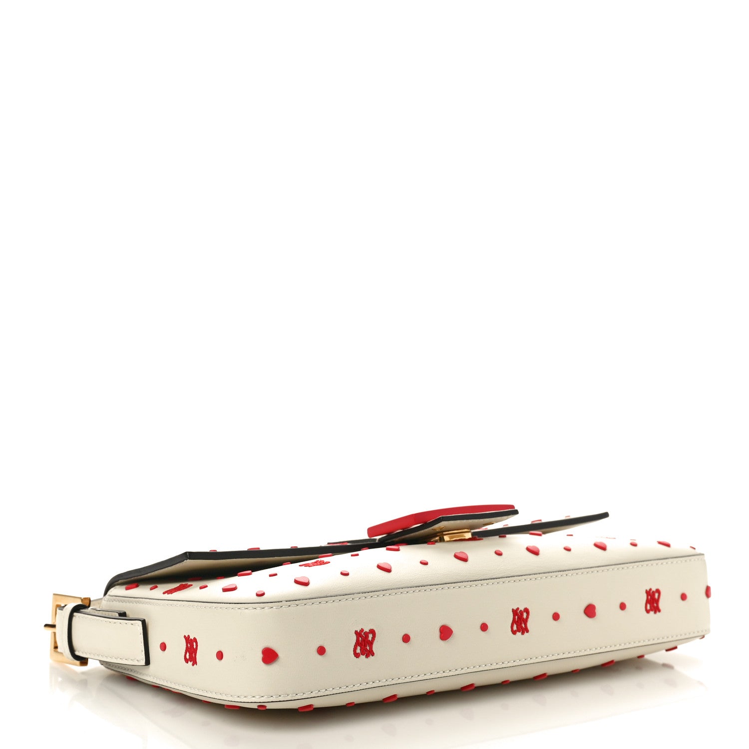 Fendi Vitello Burro Chinese Valentines Day Karligraphy Embroidered Baguette 1997 Pana Rosso Cardinale 4 of 9