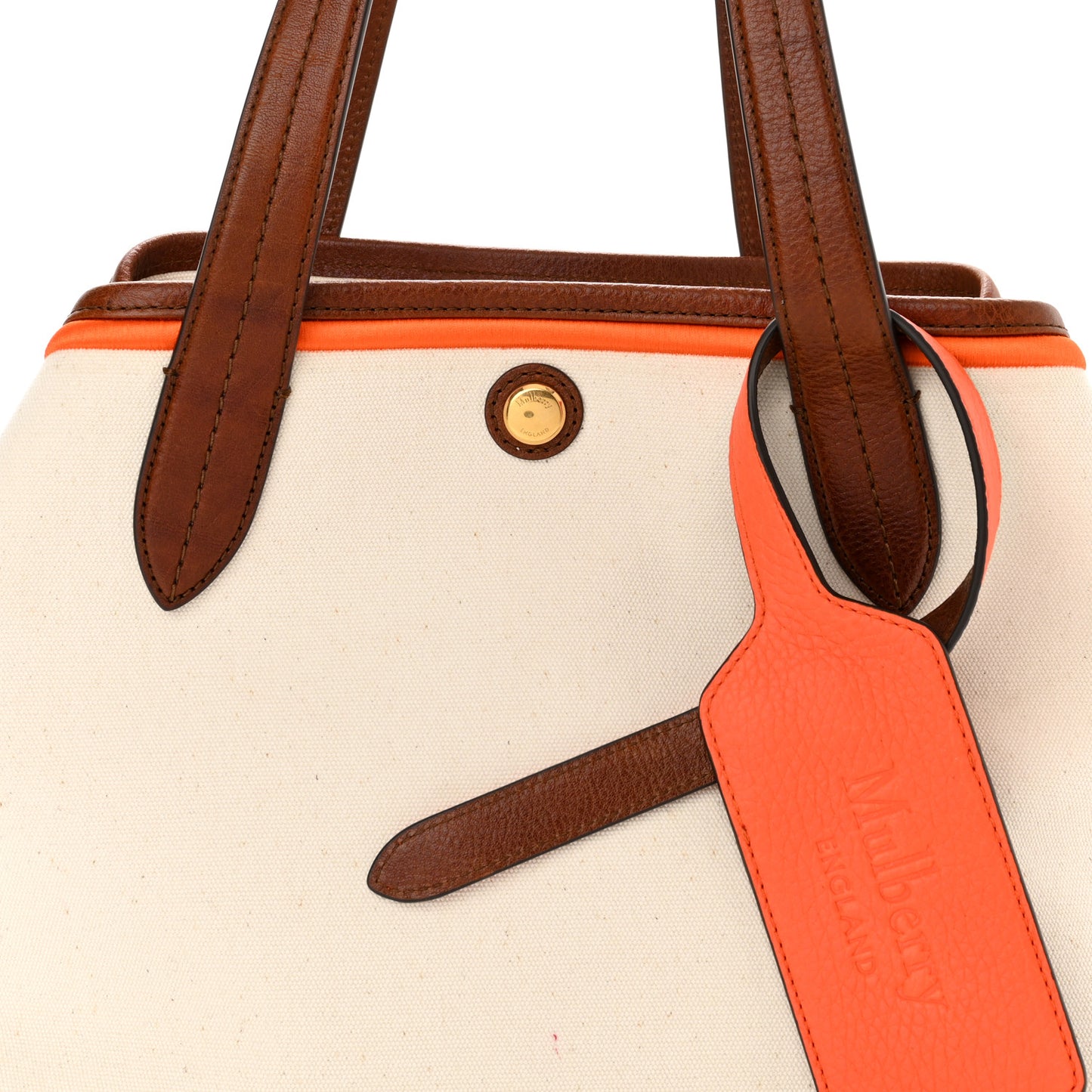 Calfskin Canvas Small Tote Ecru Oak