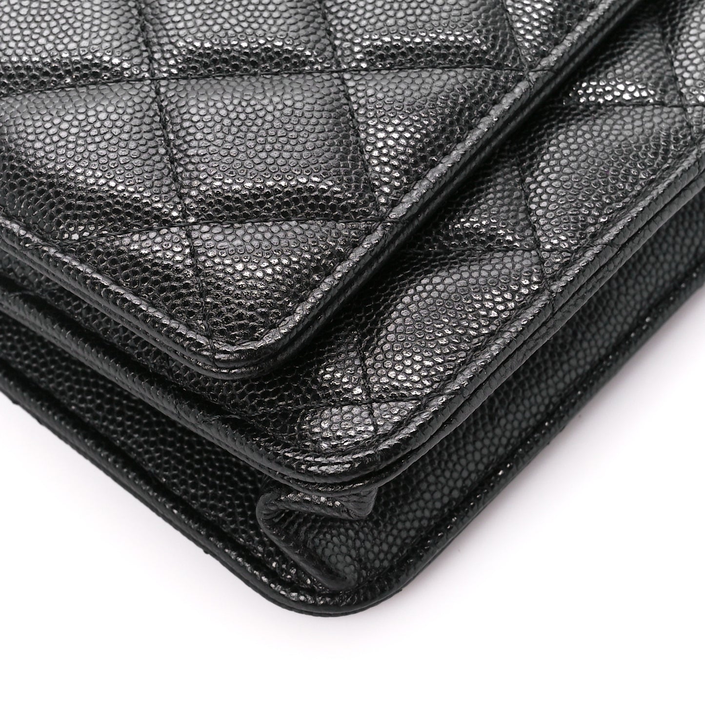 Caviar Quilted My Everything Wallet On Chain WOC Black