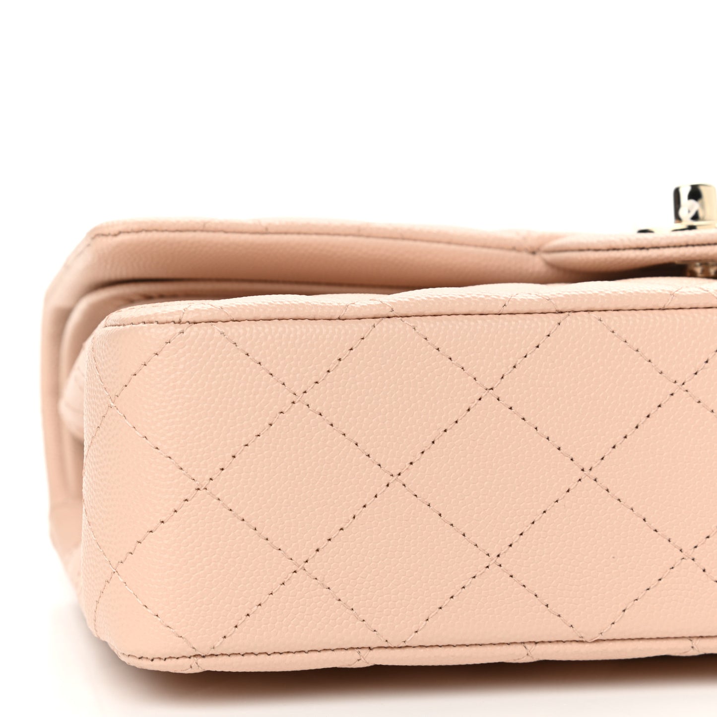Caviar Quilted Medium Double Flap Light Beige