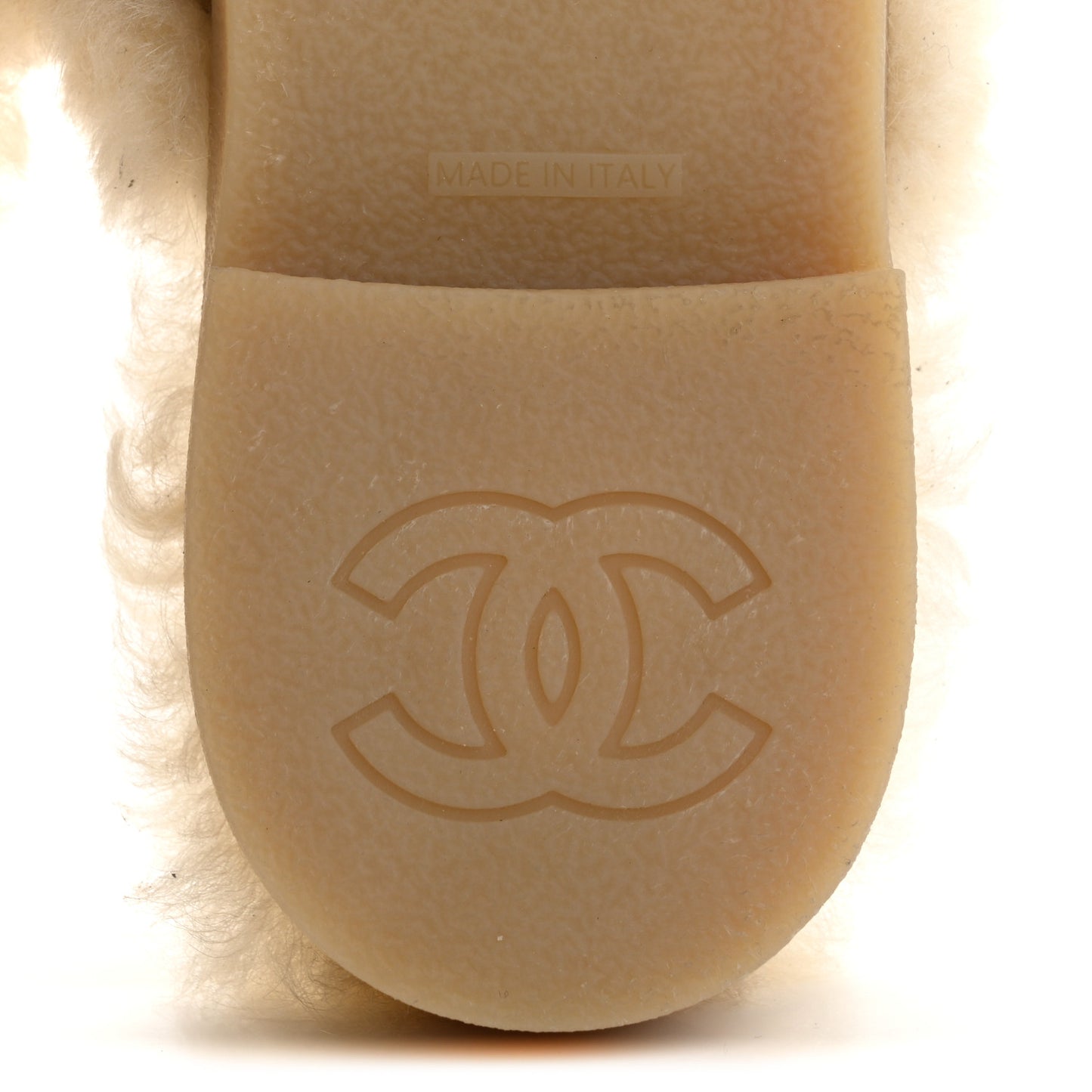 Suede Shearling CC Cap Toe Mules 38.5 Beige Black