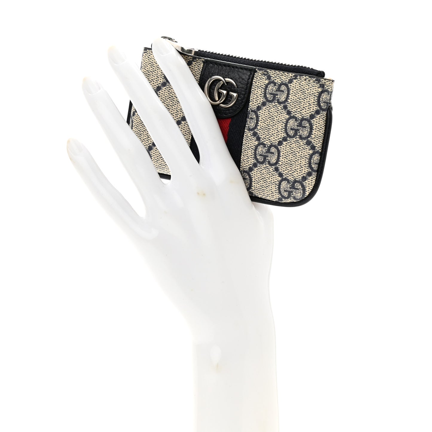 GG Supreme Monogram Web Ophidia Key Case Beige Blue