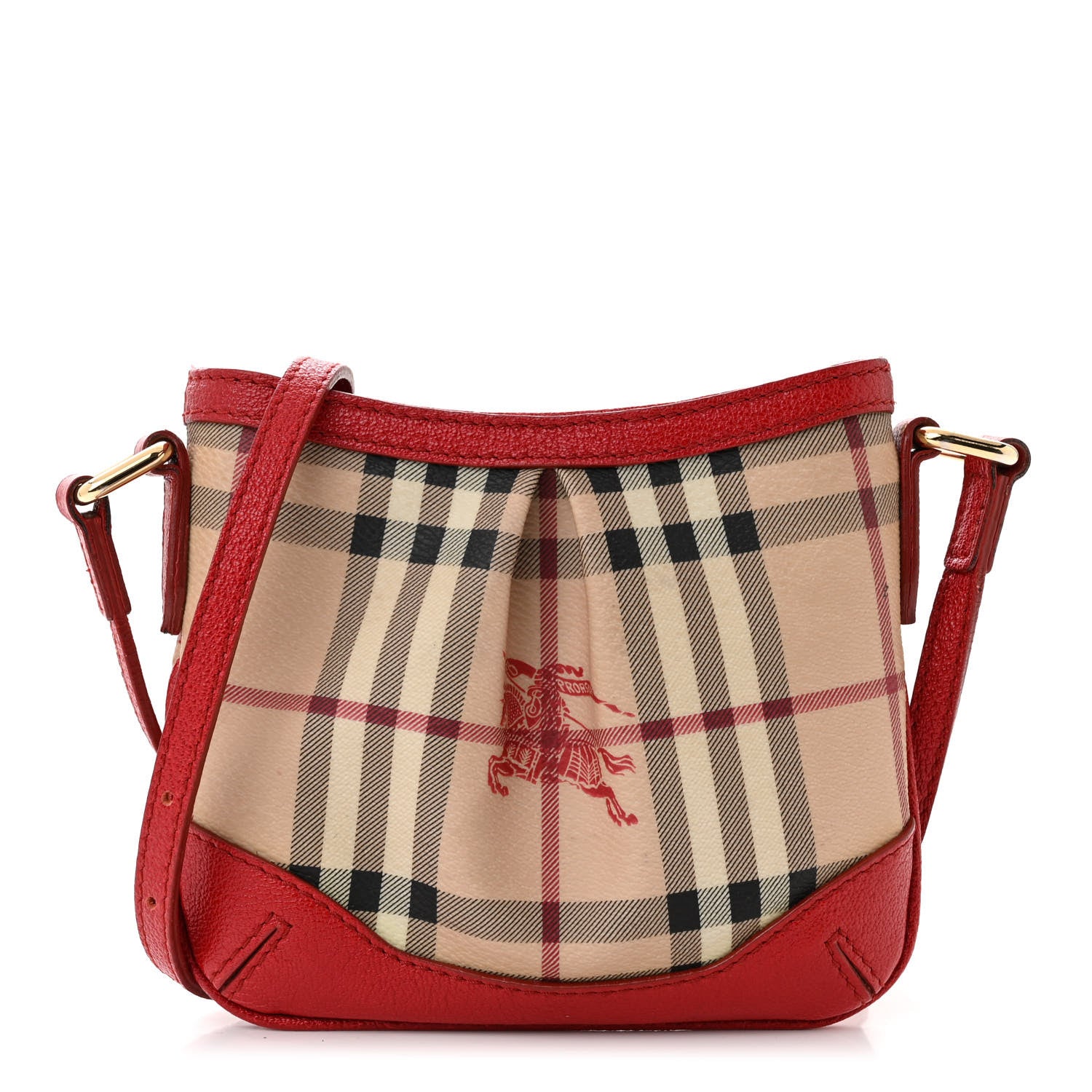Burberry Haymarket Check Mini Hartham Crossbody Red 1558961