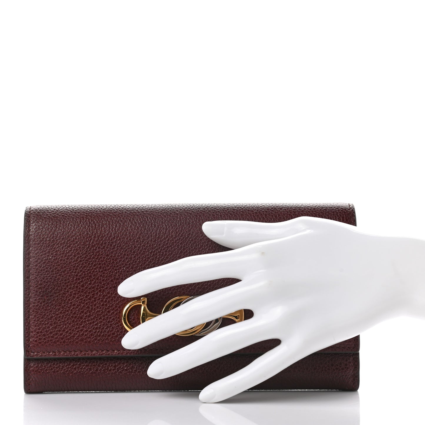 Grainy Calfskin Zumi Continental Wallet Vintage Bordeaux