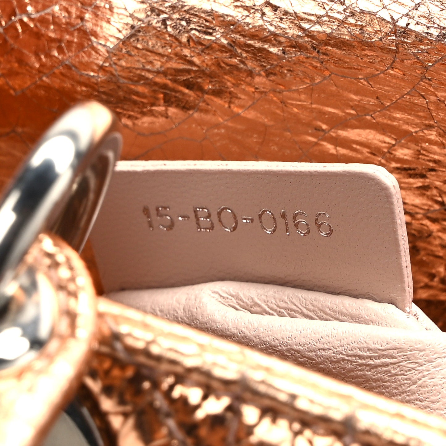 Metallic Crinkled Lambskin Cannage Mini Lady Dior Pink