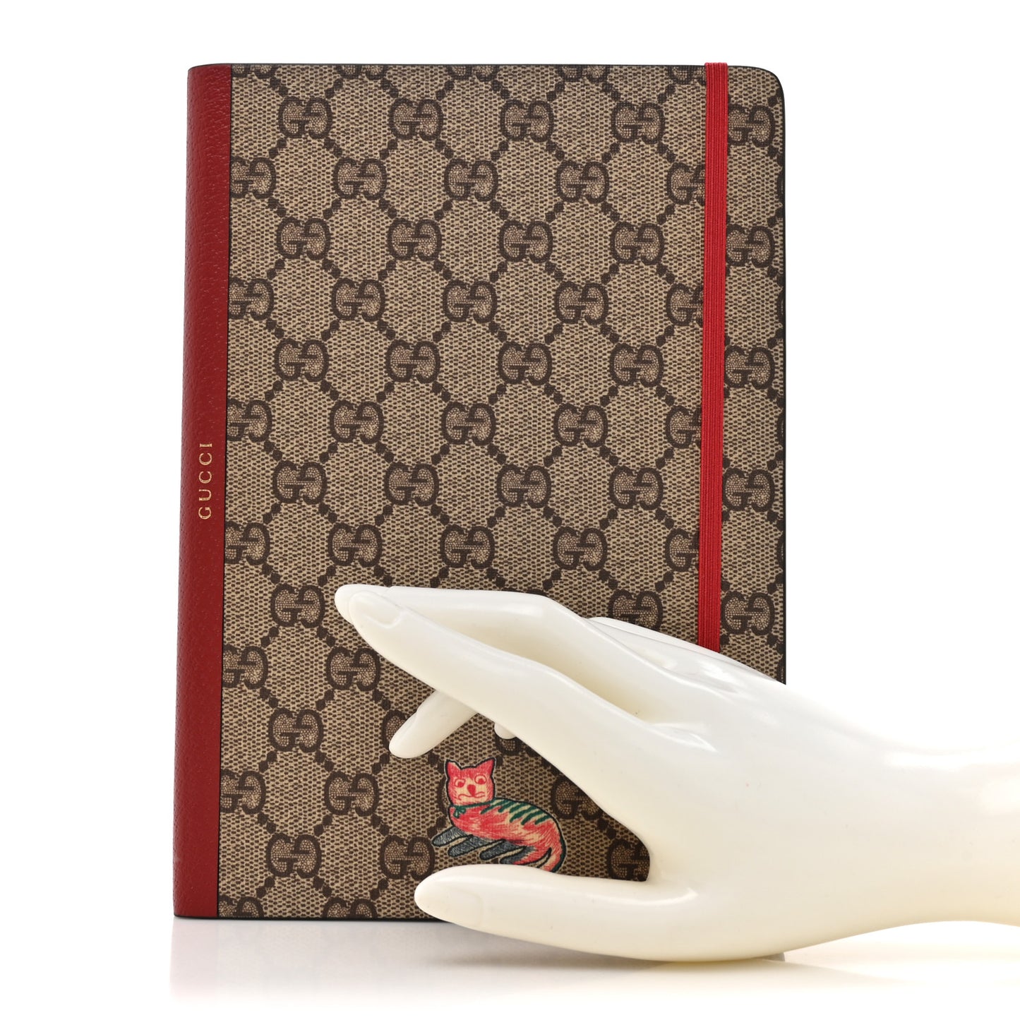GG Supreme Monogram Pattern Red Cat Notebook Beige Multicolor New Acero