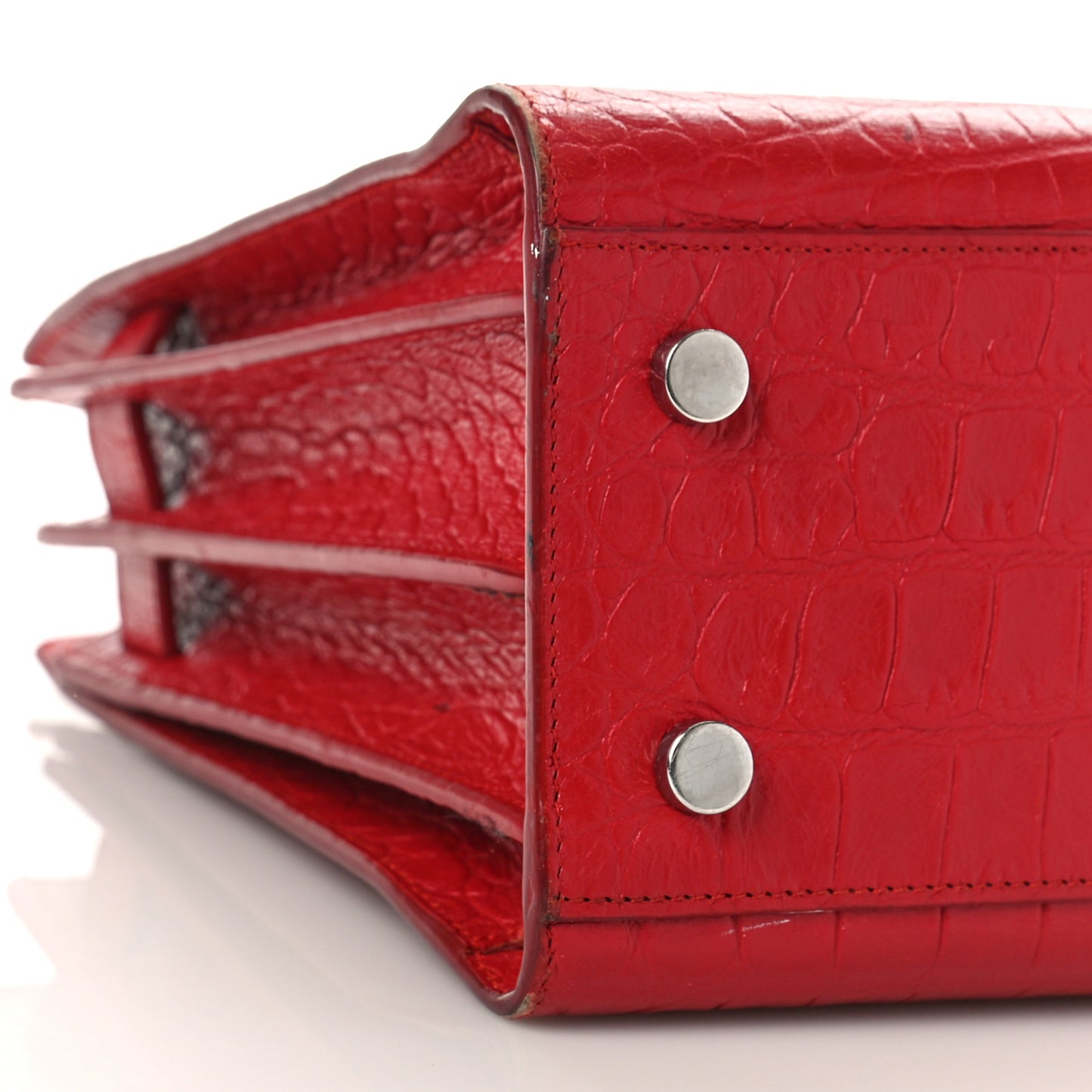 Calfskin Crocodile Embossed Baby Sac De Jour Red