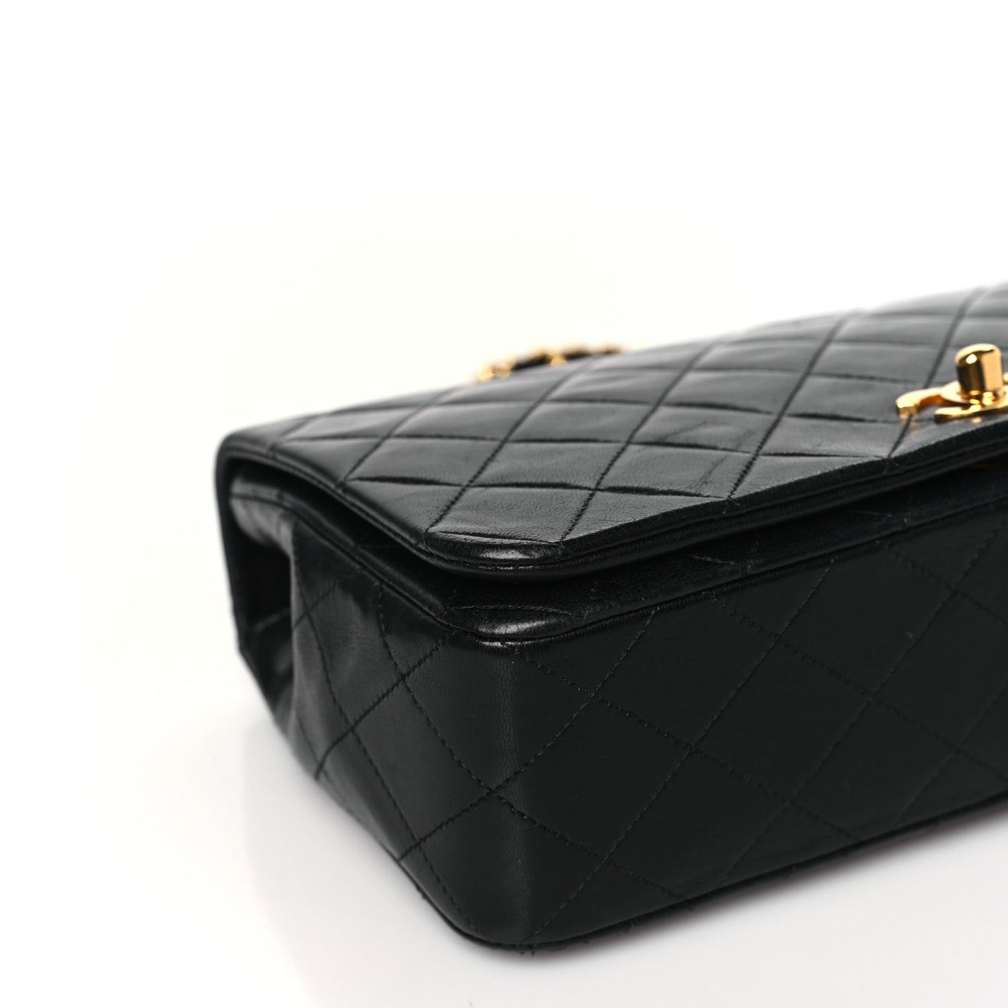 Lambskin Quilted Small Single Flap Black