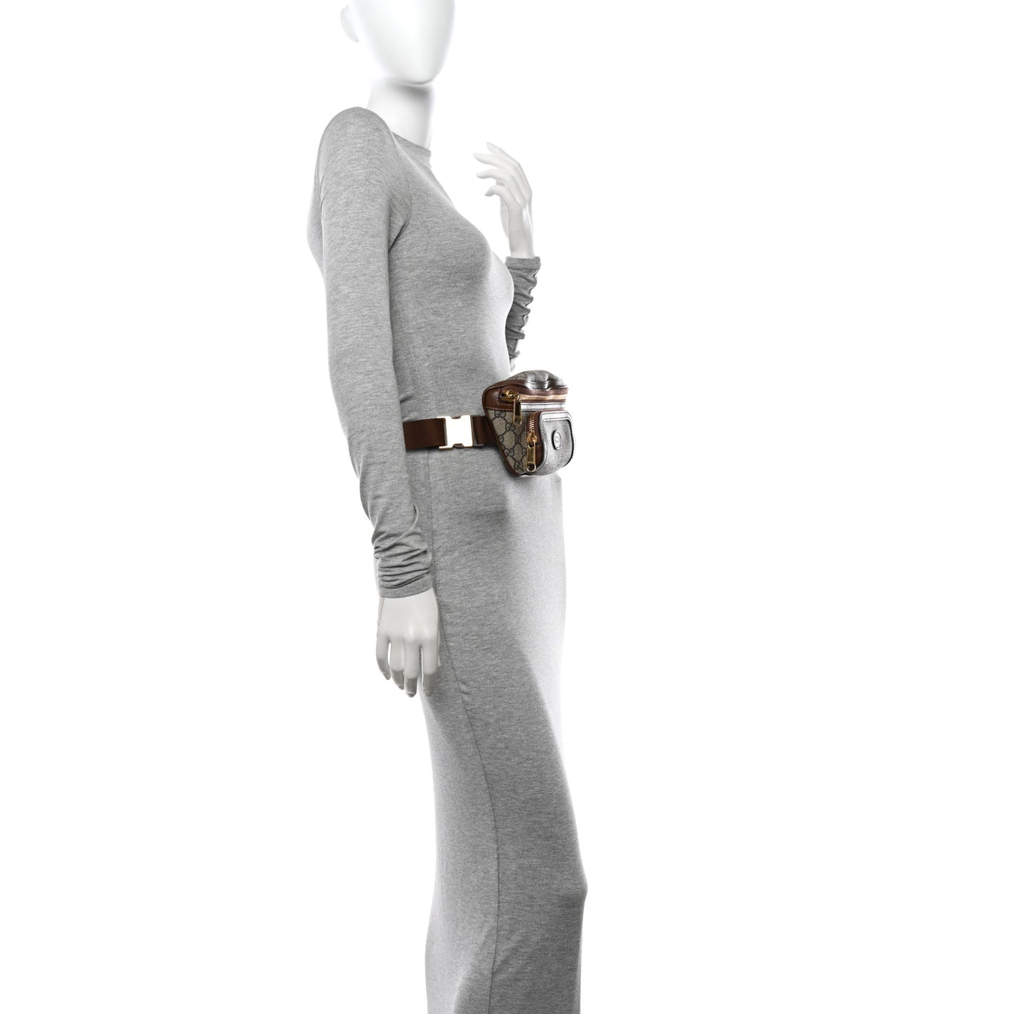 GG Supreme Monogram Textured Calfskin Retro Interlocking G Belt Bag Beige Ebony Brown Sugar