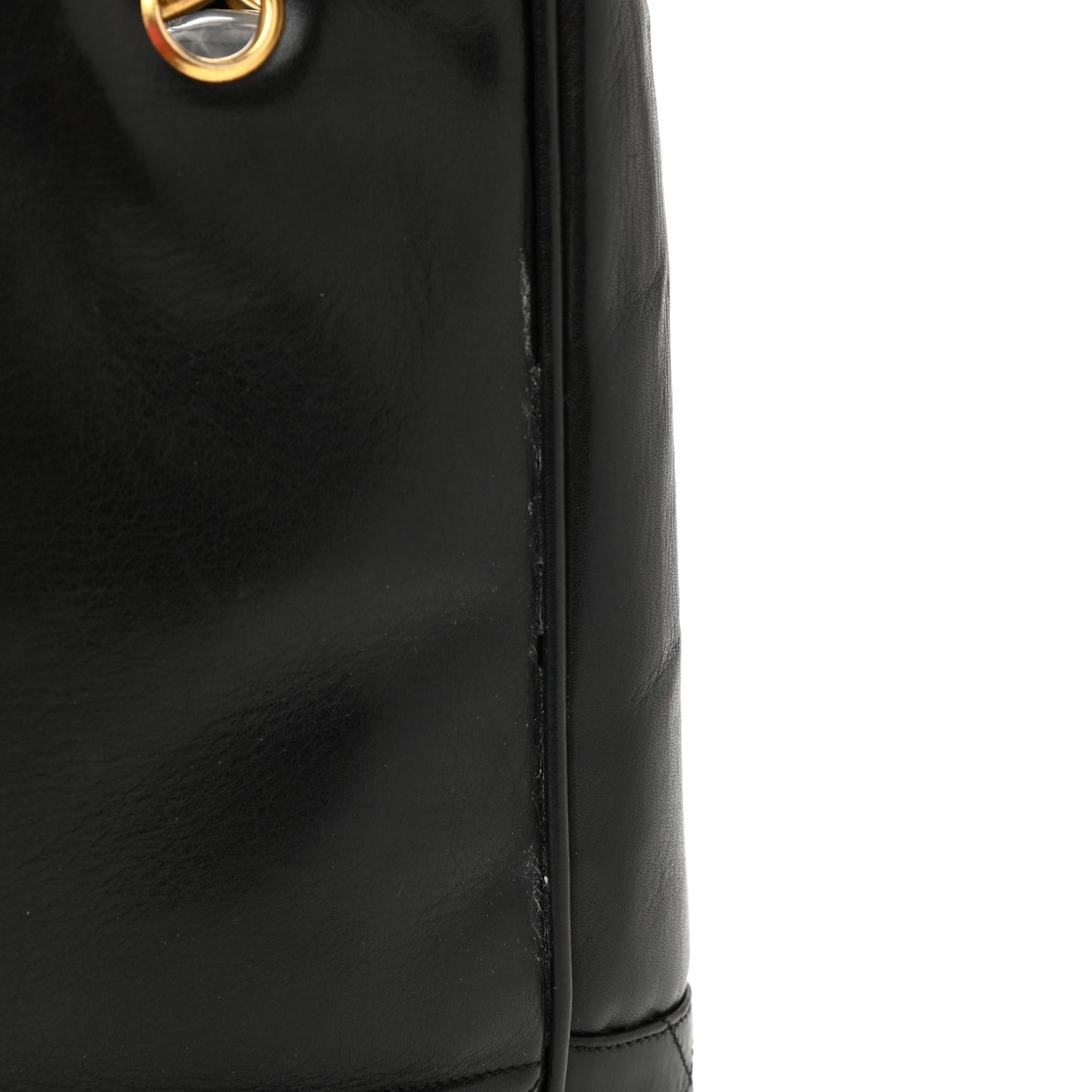 Lambskin Quilted Shopping Tote Black