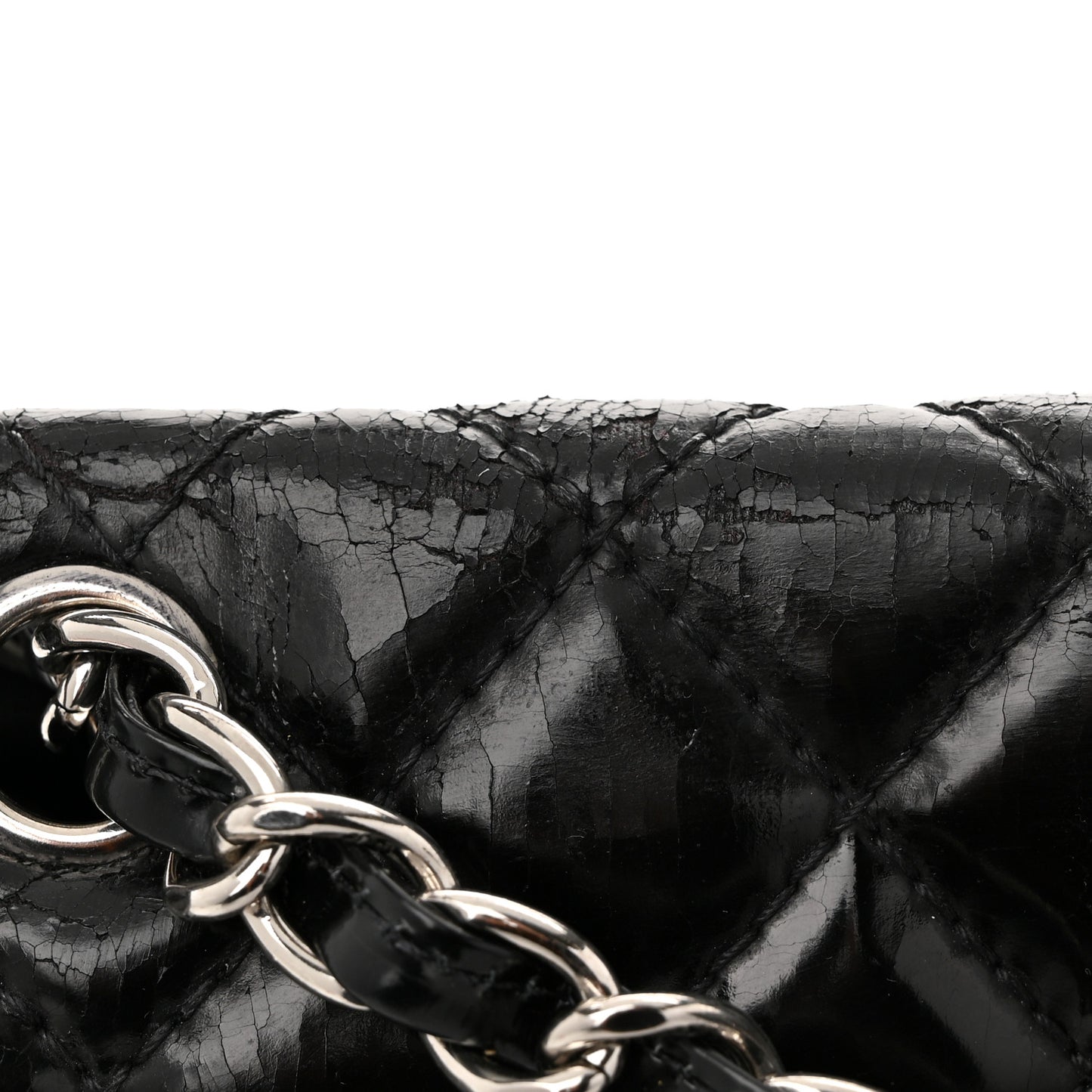Vinyl Quilted In the Business Flap Bag Black