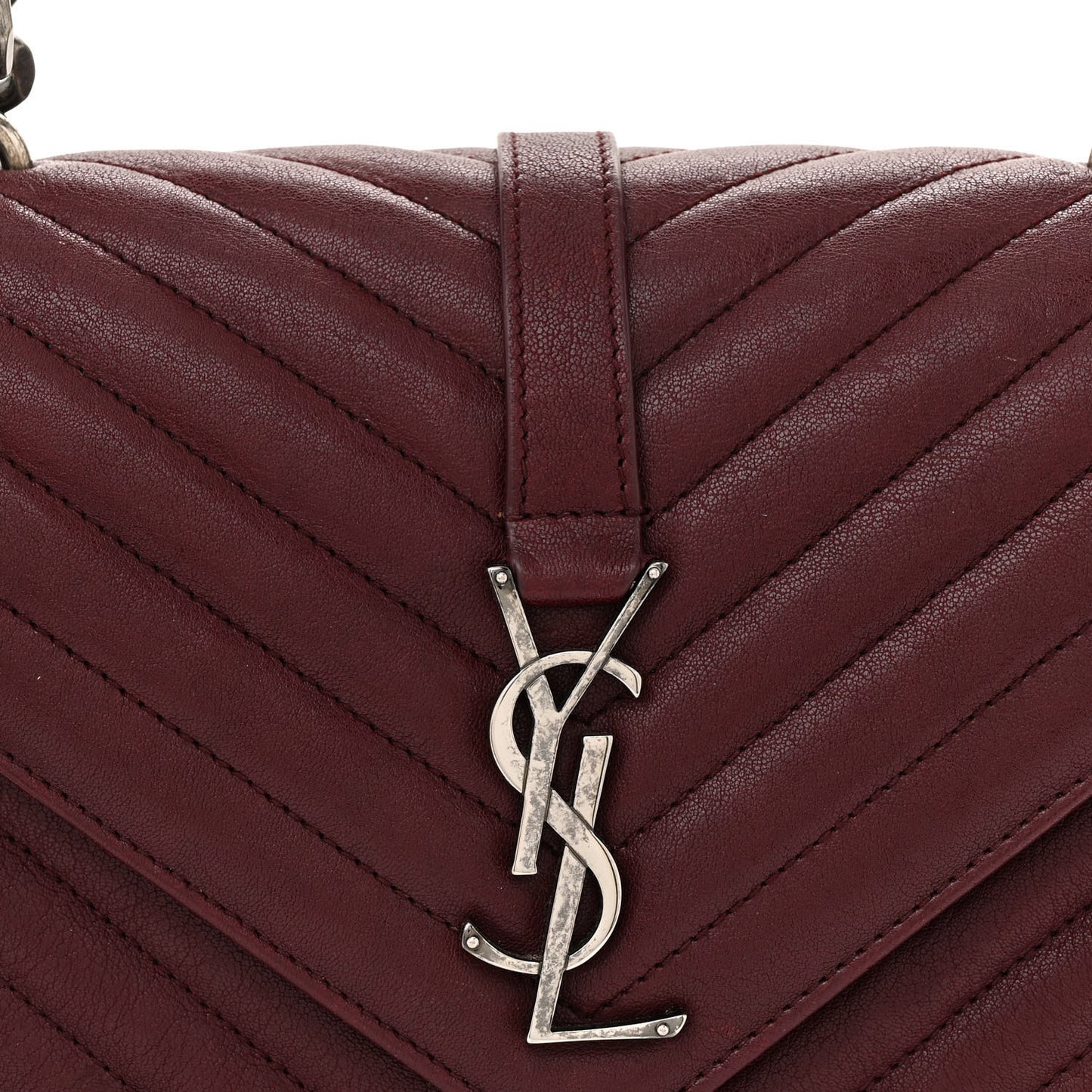 Sheepskin Matelasse Chevron Monogram Medium College Bag Old Brandy