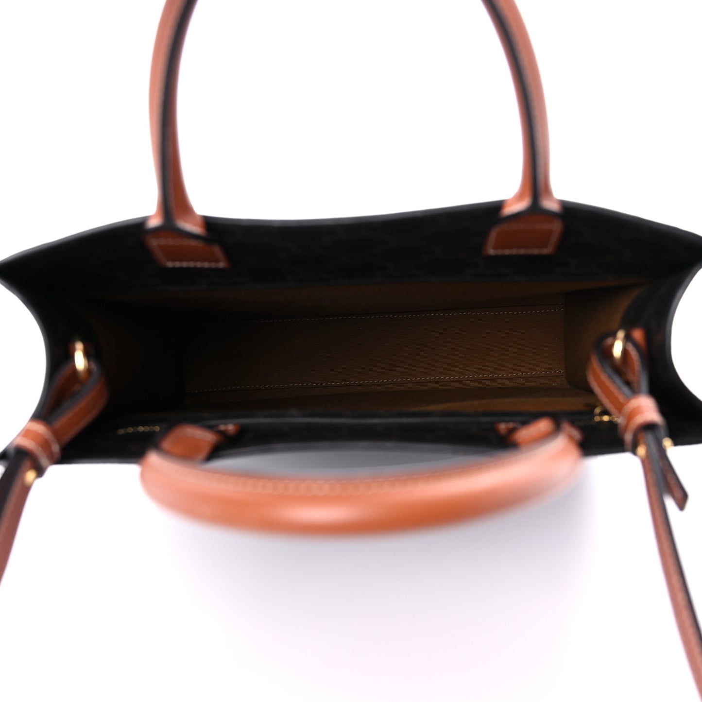 Triomphe Canvas Calfskin Paris Print Small Vertical Cabas Tan