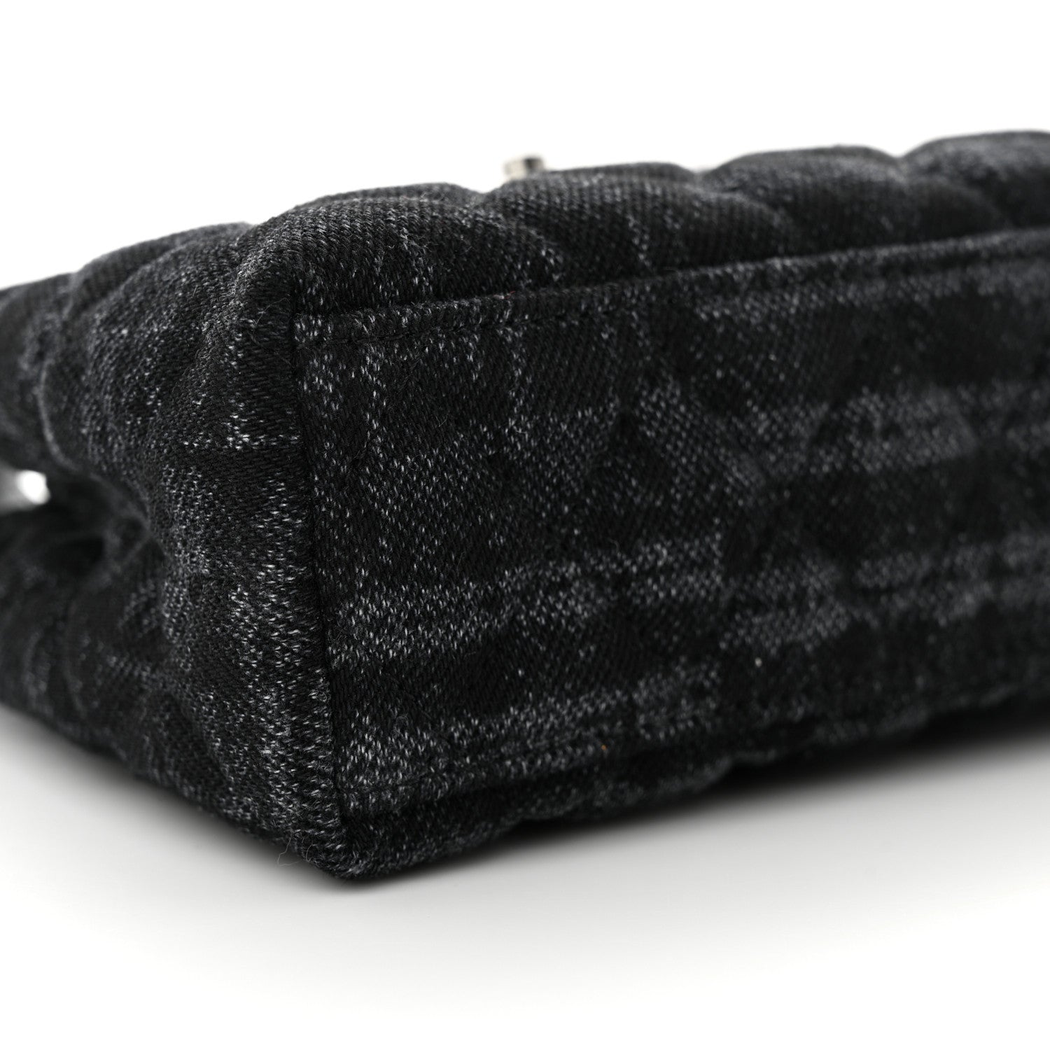 Chanel Printed Denim Quilted Nano Kelly Shopper Black Grey 9 of 11