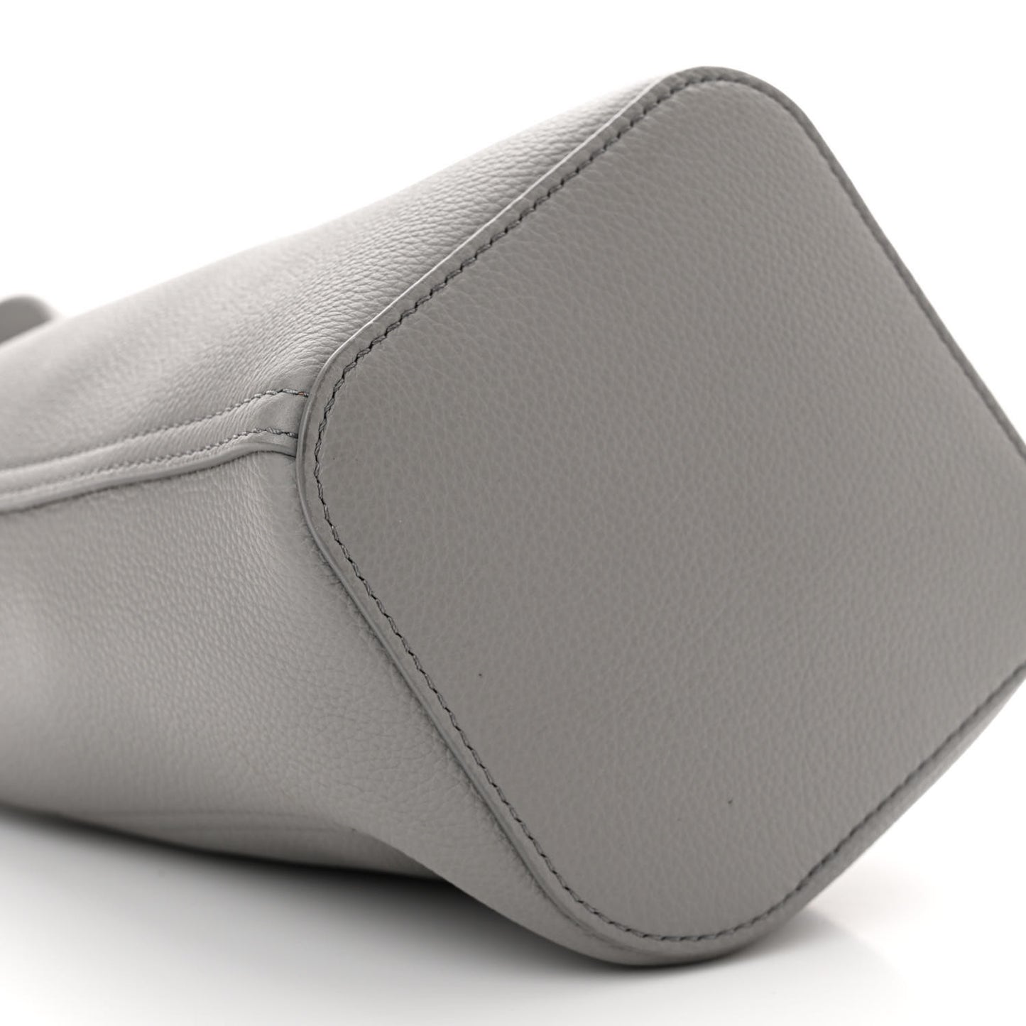 Soft Grained Calfskin Mini Pebble Bucket Bag Pearl Grey