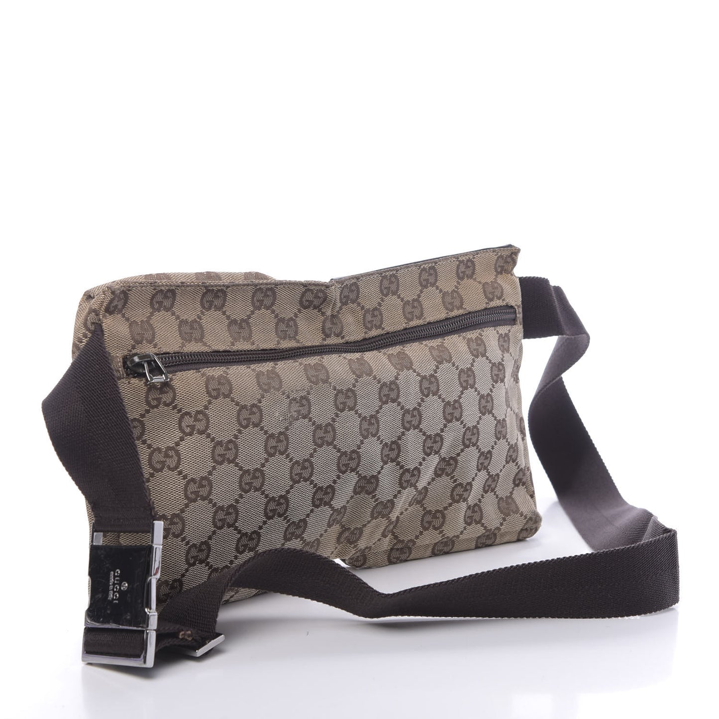 GG Monogram Double Pocket Belt Bag Dark Brown