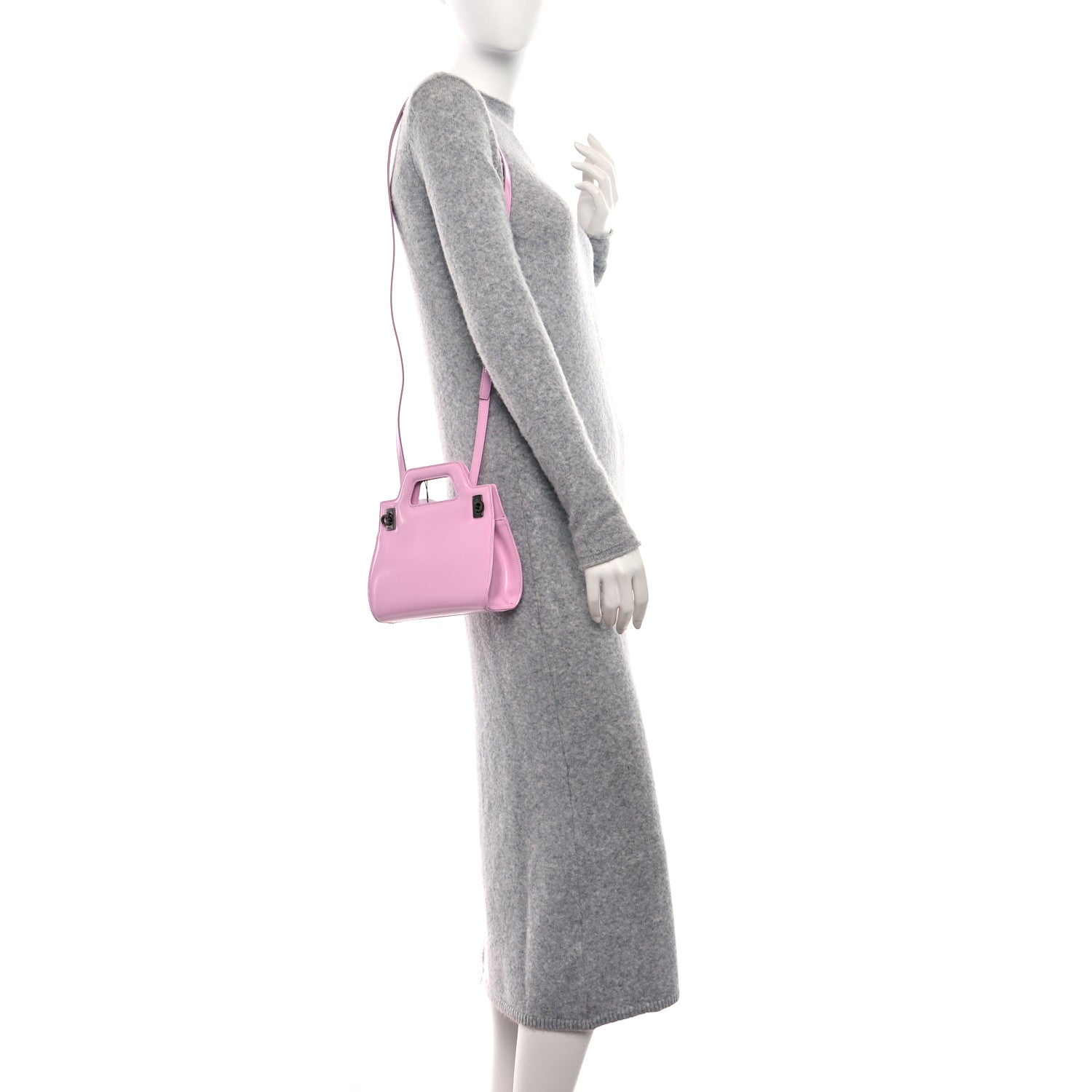 Salvatore Ferragamo Brushed Calfskin Mini Wanda Top Handle Bag Bubble Gum 2 of 8