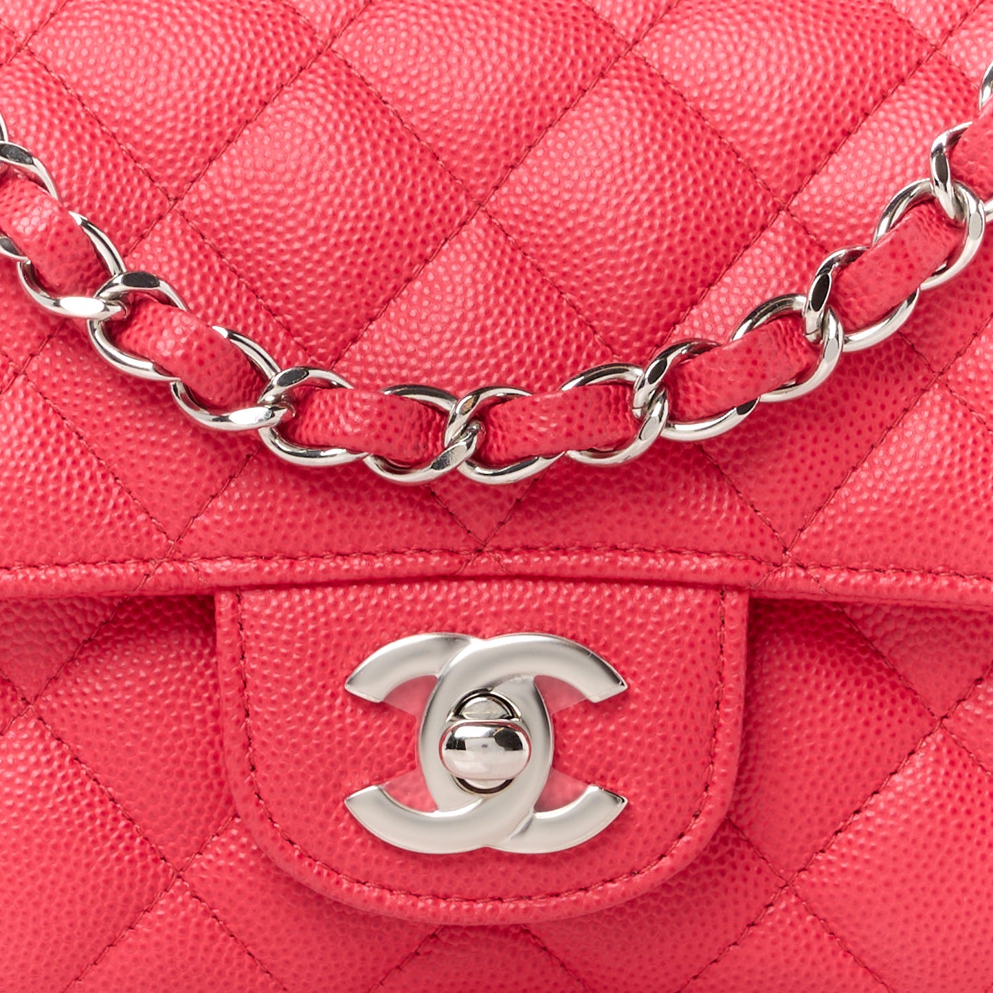 Caviar Quilted Mini Rectangular Flap Dark Pink