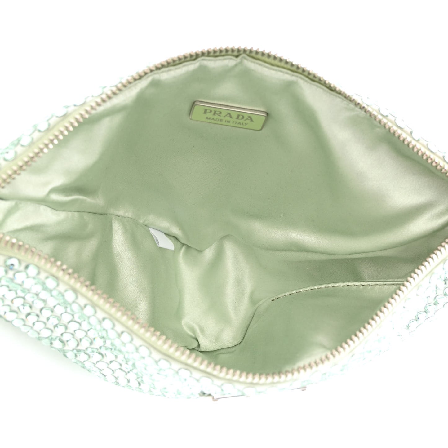Satin Crystal Triangle Pouch Acqua