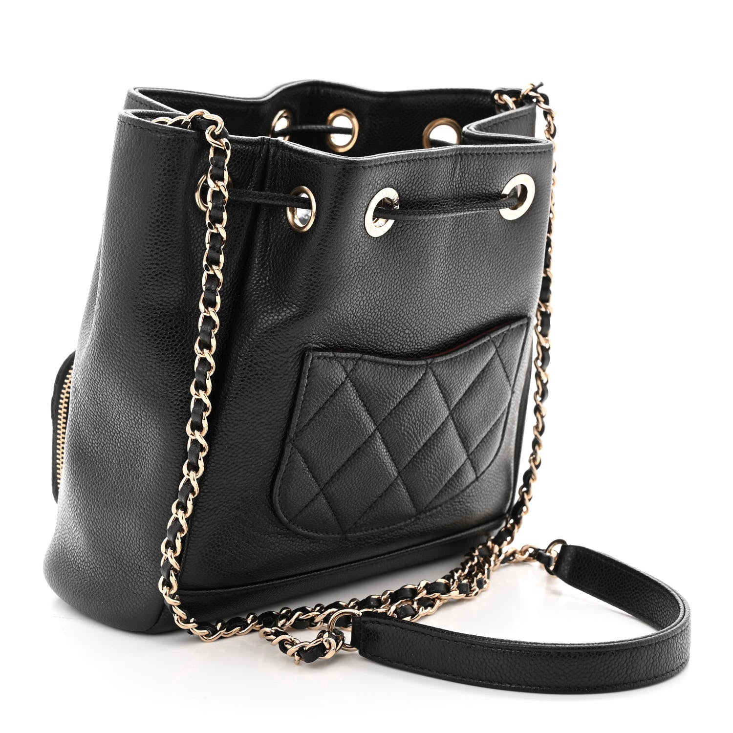Chanel Caviar Quilted CC Pocket Bucket Bag Black 3 of 11