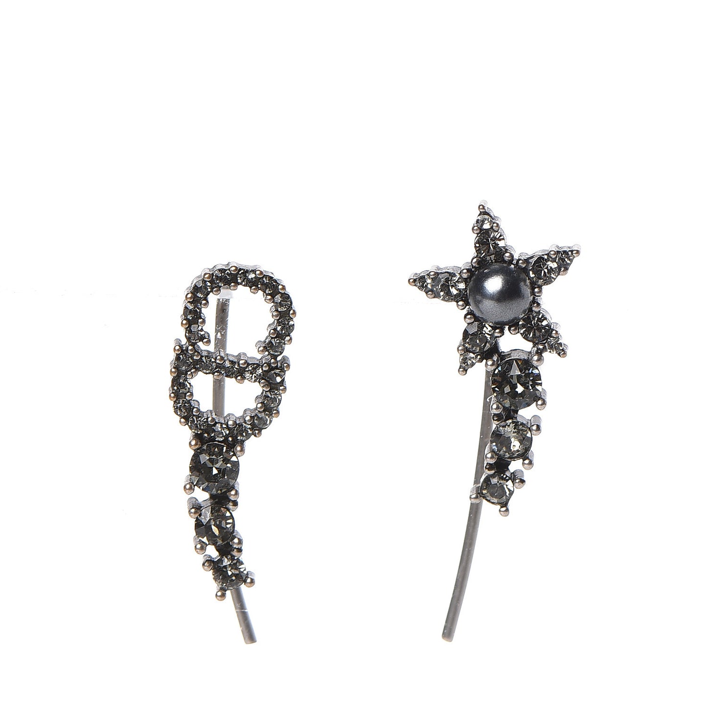 Metal Crystal J'Adior Earrings Ruthenium