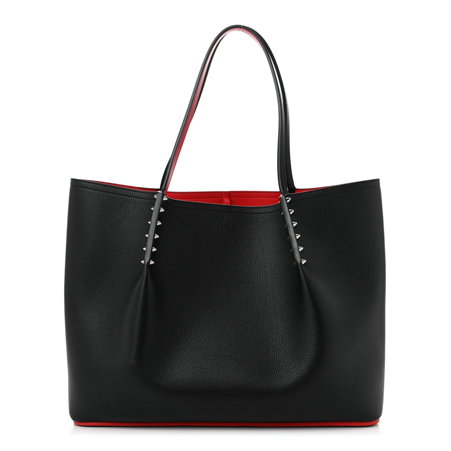 Christian Louboutin Calfskin Spiked Large Cabarock Shopper Tote Black 1 of 10