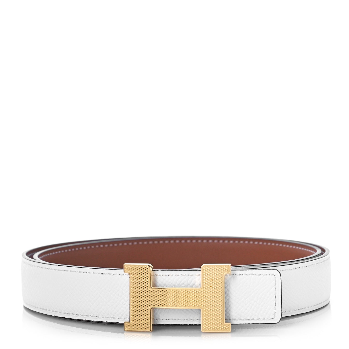 Swift Epsom 24mm Guilloche H Belt 80 Gold White