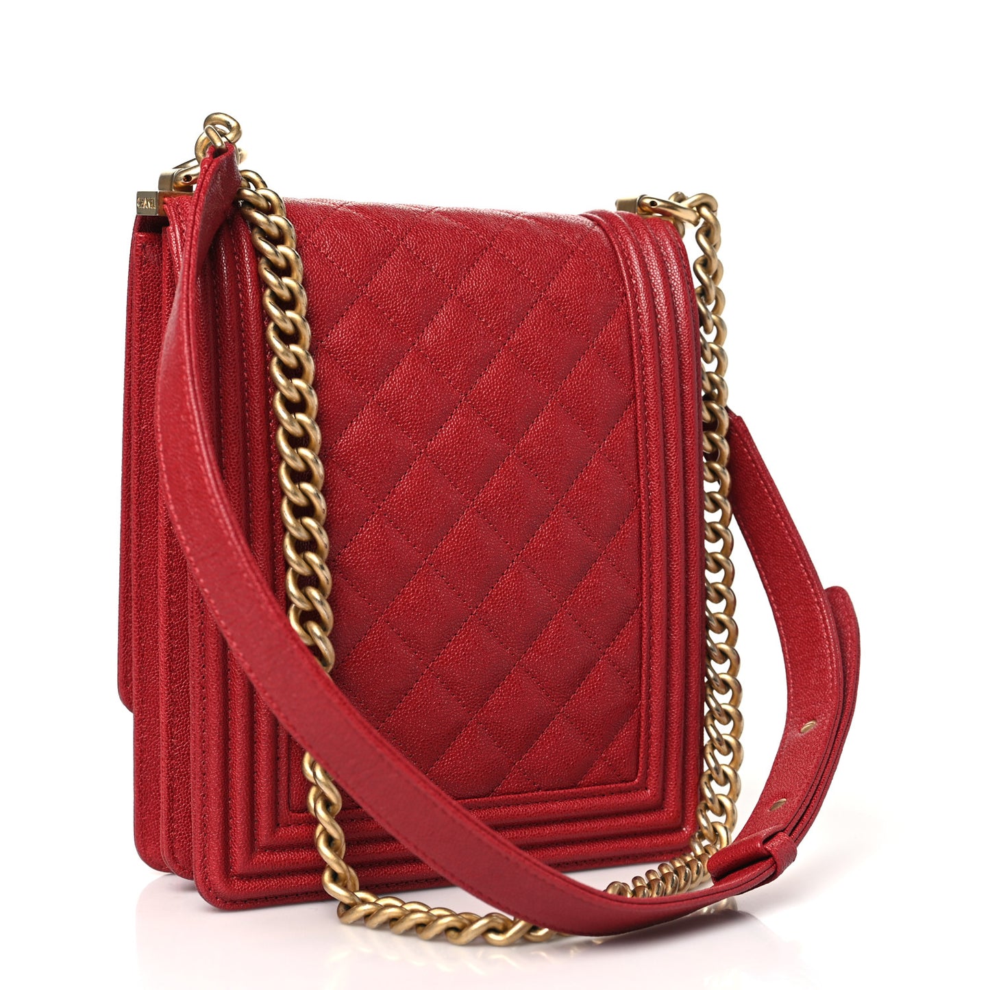 Caviar Quilted North South Boy Flap Red