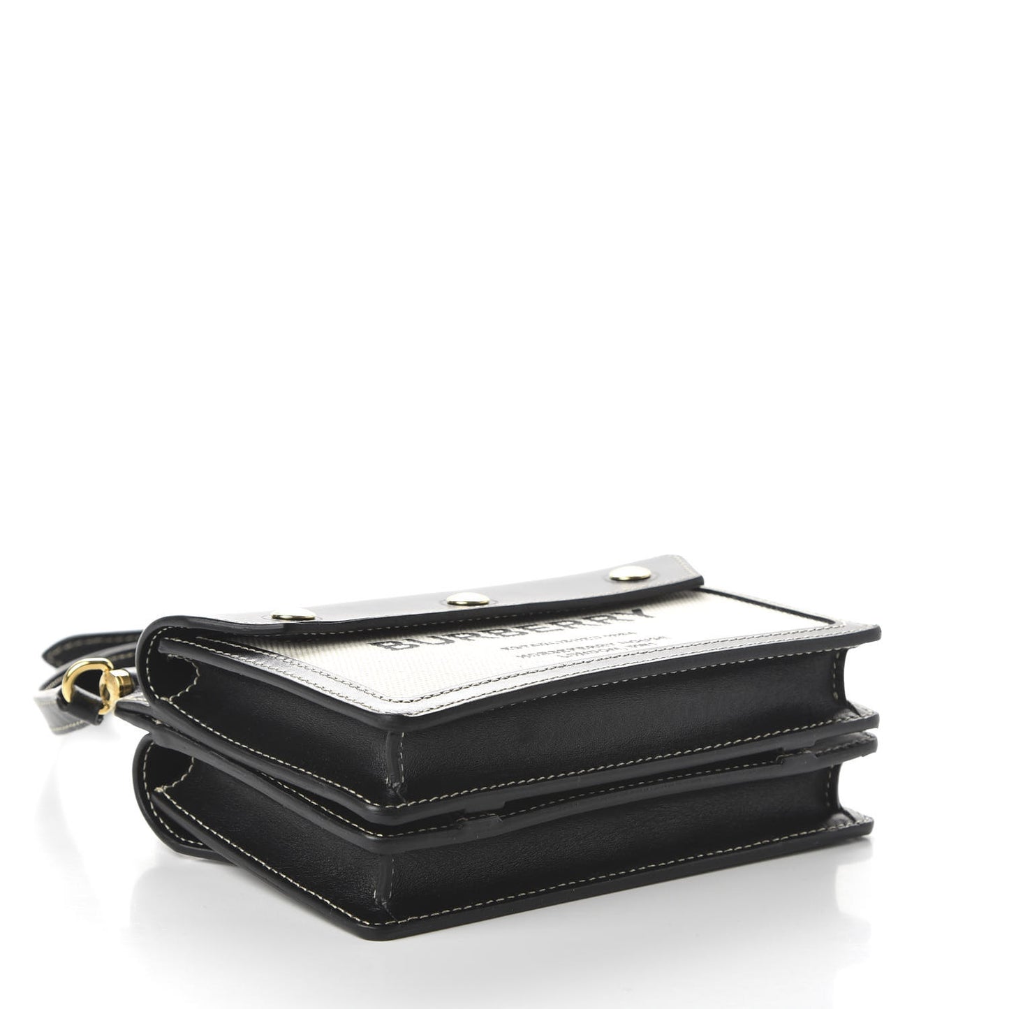 Smooth Calfskin Canvas Horseferry Print Mini Title Bag with Pocket Black