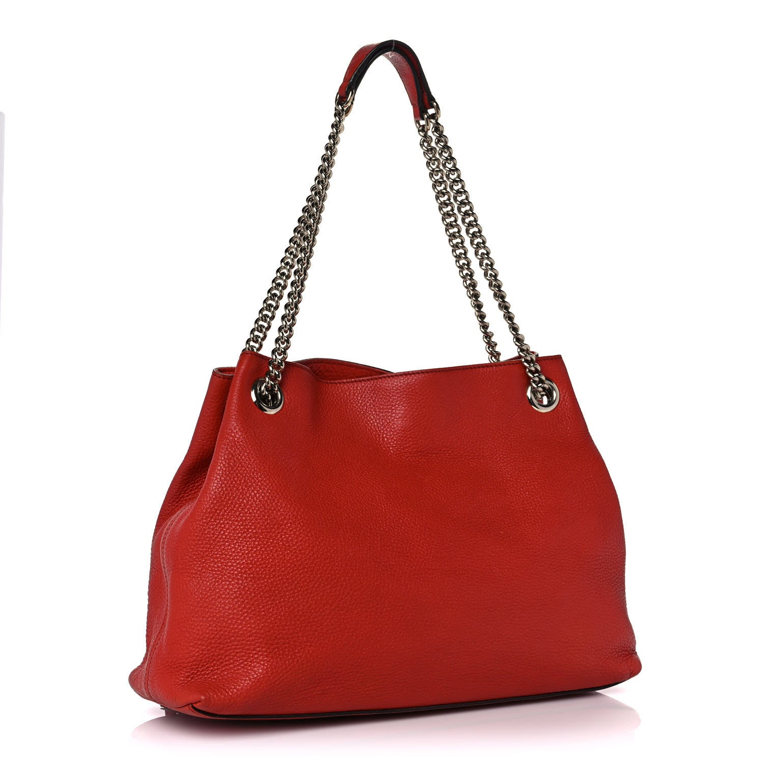 Gucci Pebbled Calfskin Medium Soho Chain Shoulder Bag Tabasco Red 3 of 9