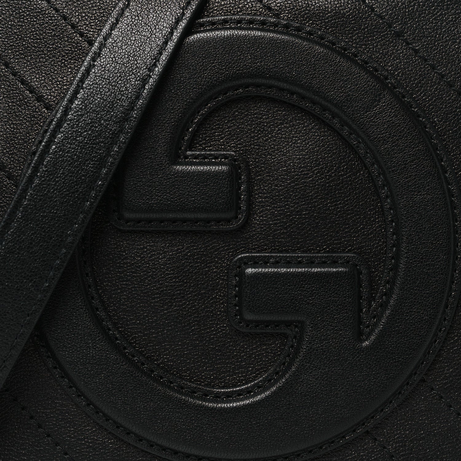 Gucci Sakai Be Green Calfskin Diagonal Stitched Small Blondie Shoulder Bag Black 7 of 9