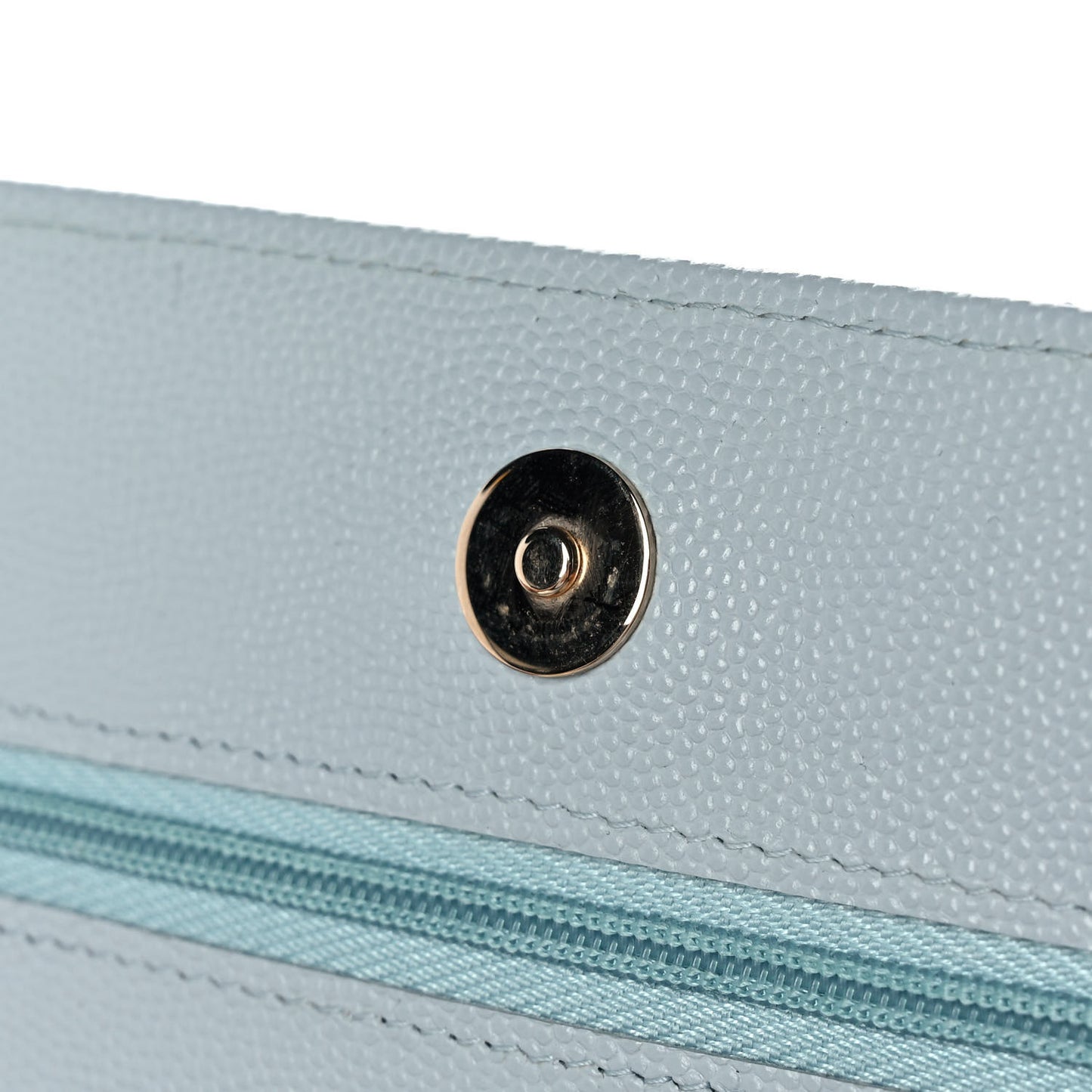 Caviar Quilted Wallet On Chain WOC Light Blue