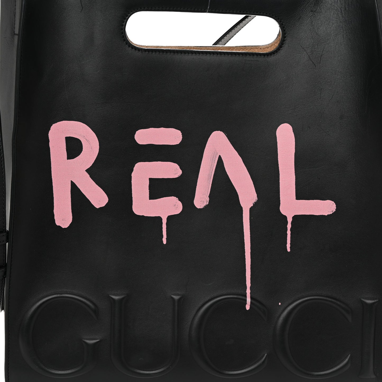 Calfskin GucciGhost Real Medium XL Tote Black Pink
