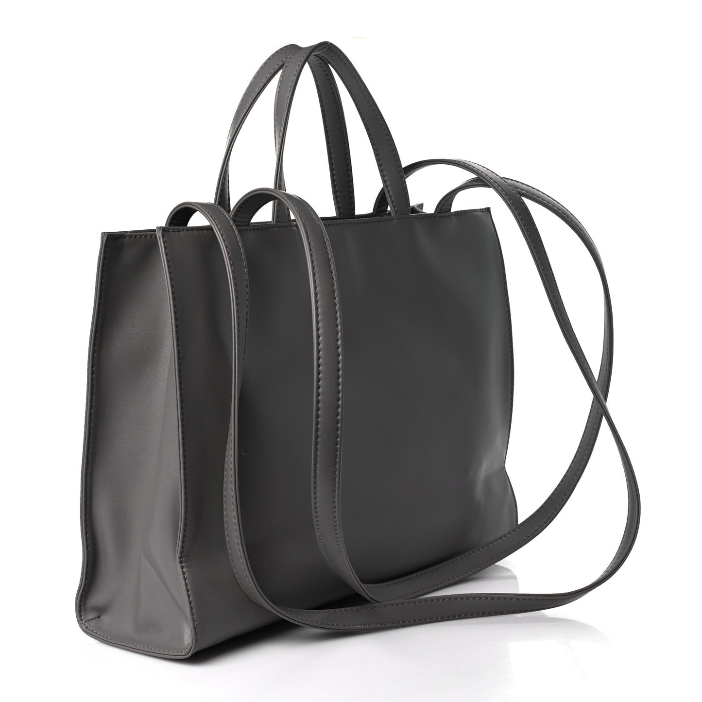 Vegan Leather Medium Shopping Bag Grey