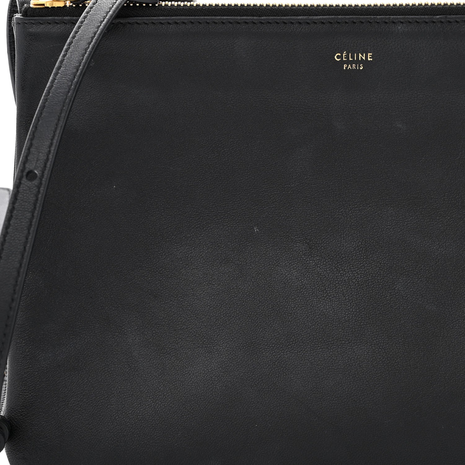 Celine Lambskin Large Trio Crossbody Bag Black 12 of 14