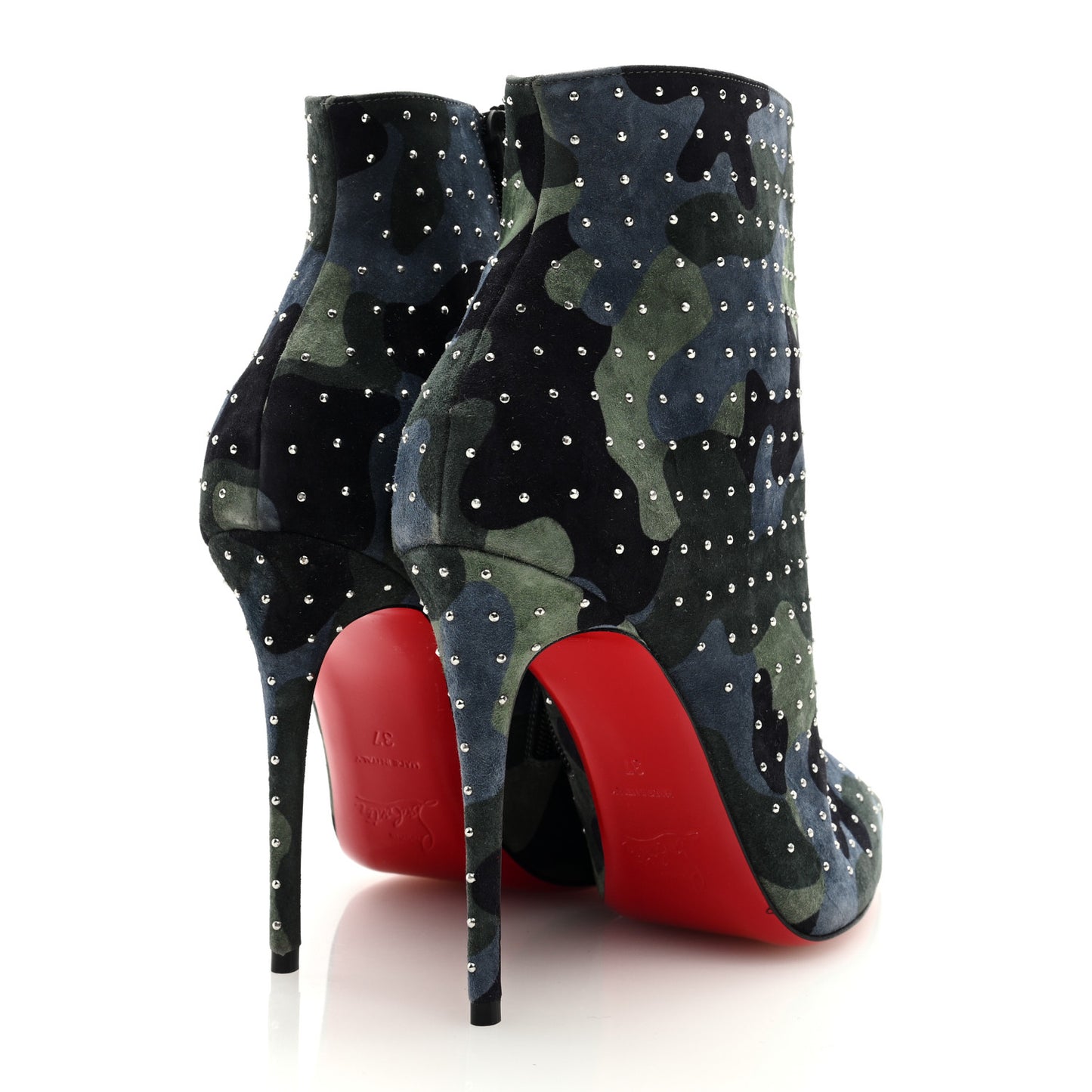 Veau Velours Camouflage So Kate Booty Plume 100 Ankle Boots 37 Multi Silver