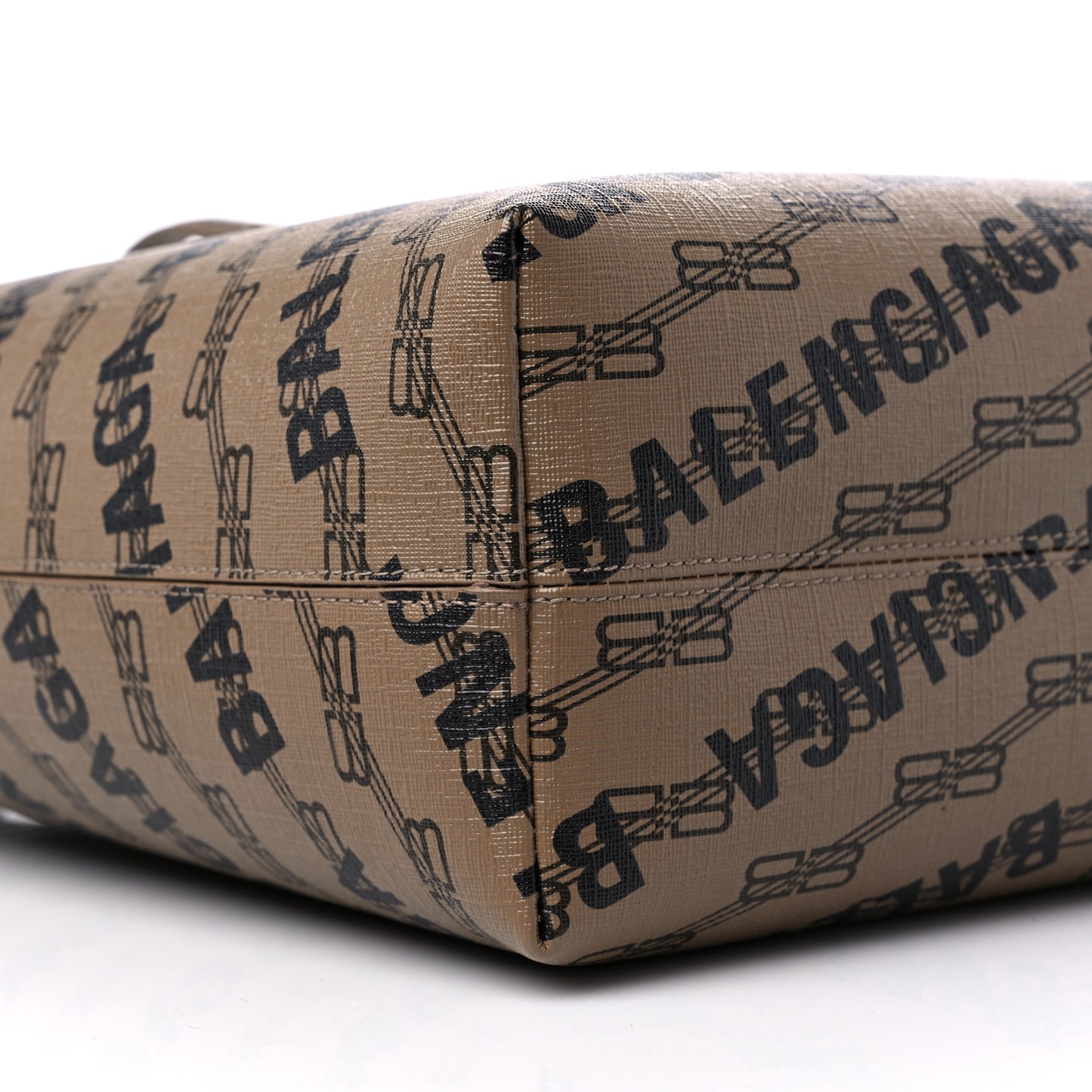 Coated Canvas BB Monogram Allover Logo Medium Signature East West Shopper Bag Beige Brown Black