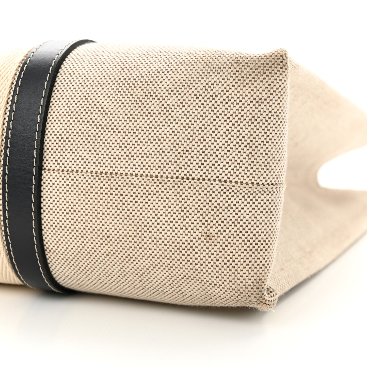 Cotton Calfskin Large Woody Ribbon Tote White Black