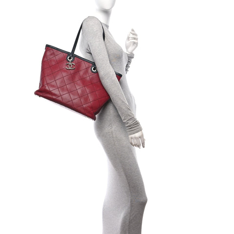 Grained Calfskin Shopping Fever Tote Red