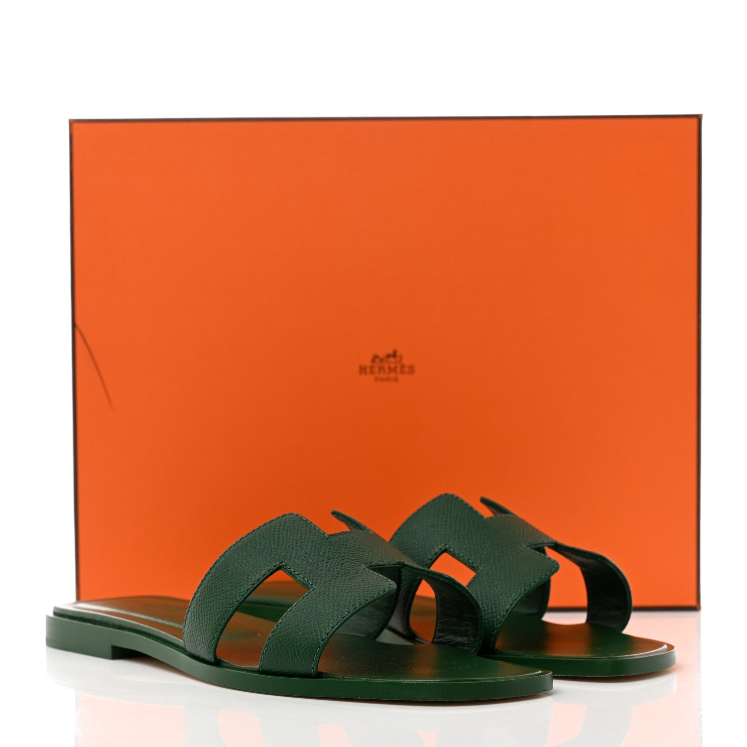 Hermes Epsom Oran Sandals 37 Vert Cactus 9 of 9
