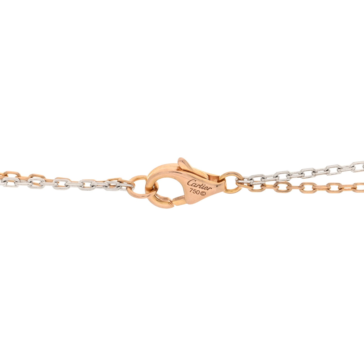 Cartier 18K White Pink Gold Diamond Three Ring LOVE Pendant Necklace 5 of 5