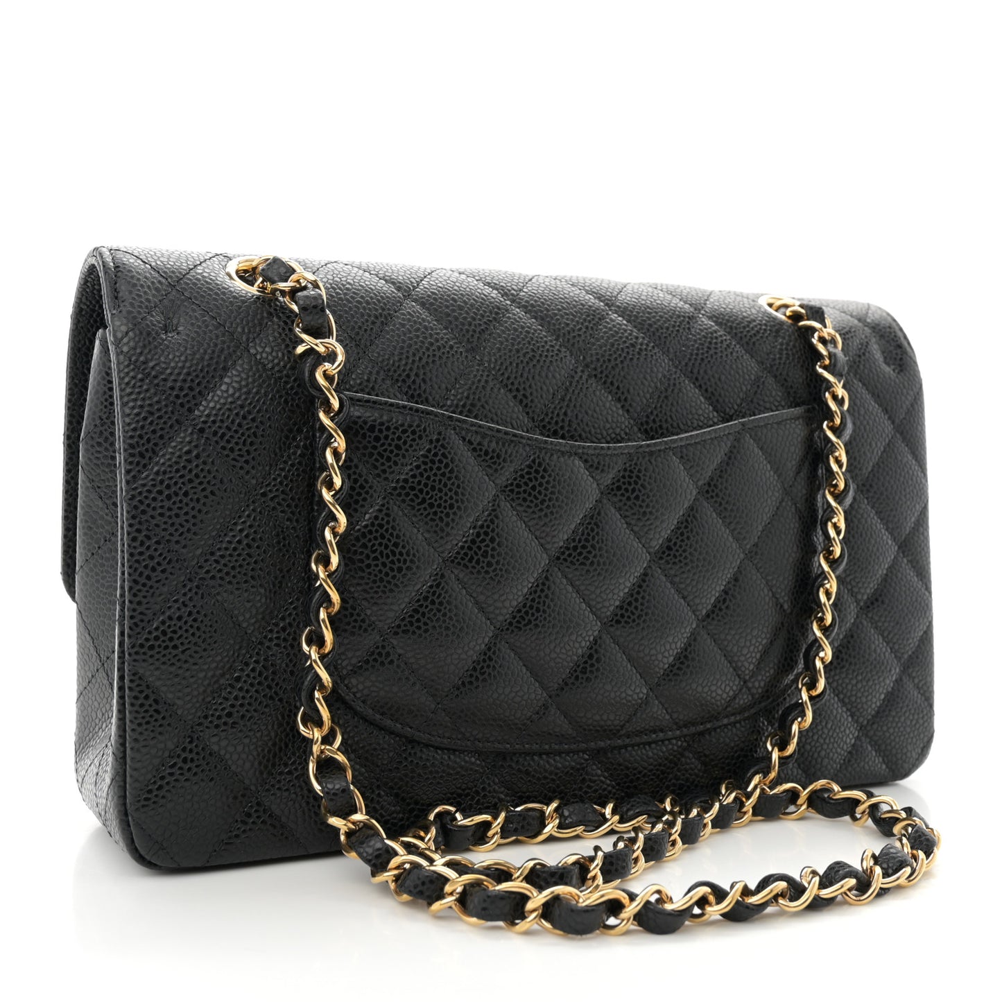 Caviar Quilted Medium Double Flap Black