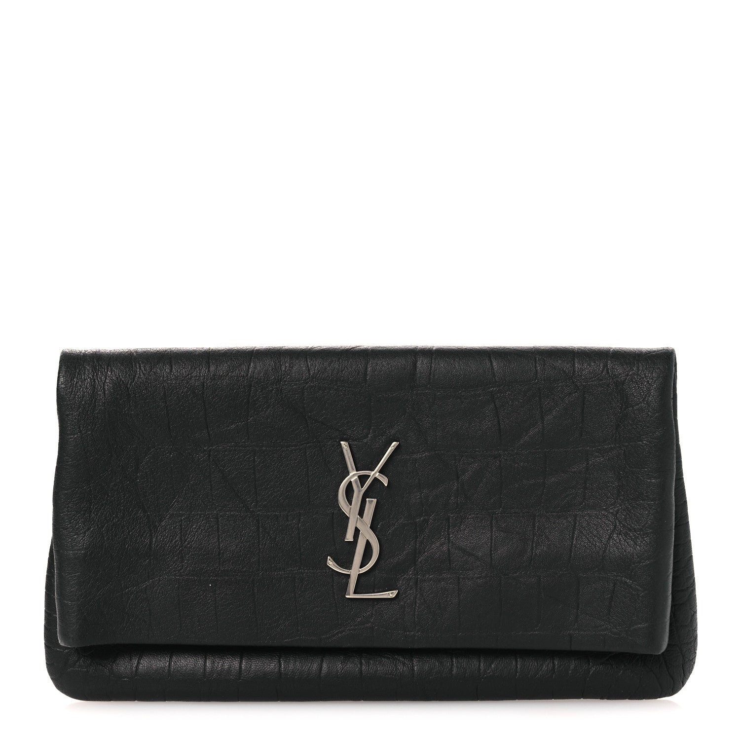 Saint Laurent Calfskin Crocodile Embossed West Hollywood Monogram