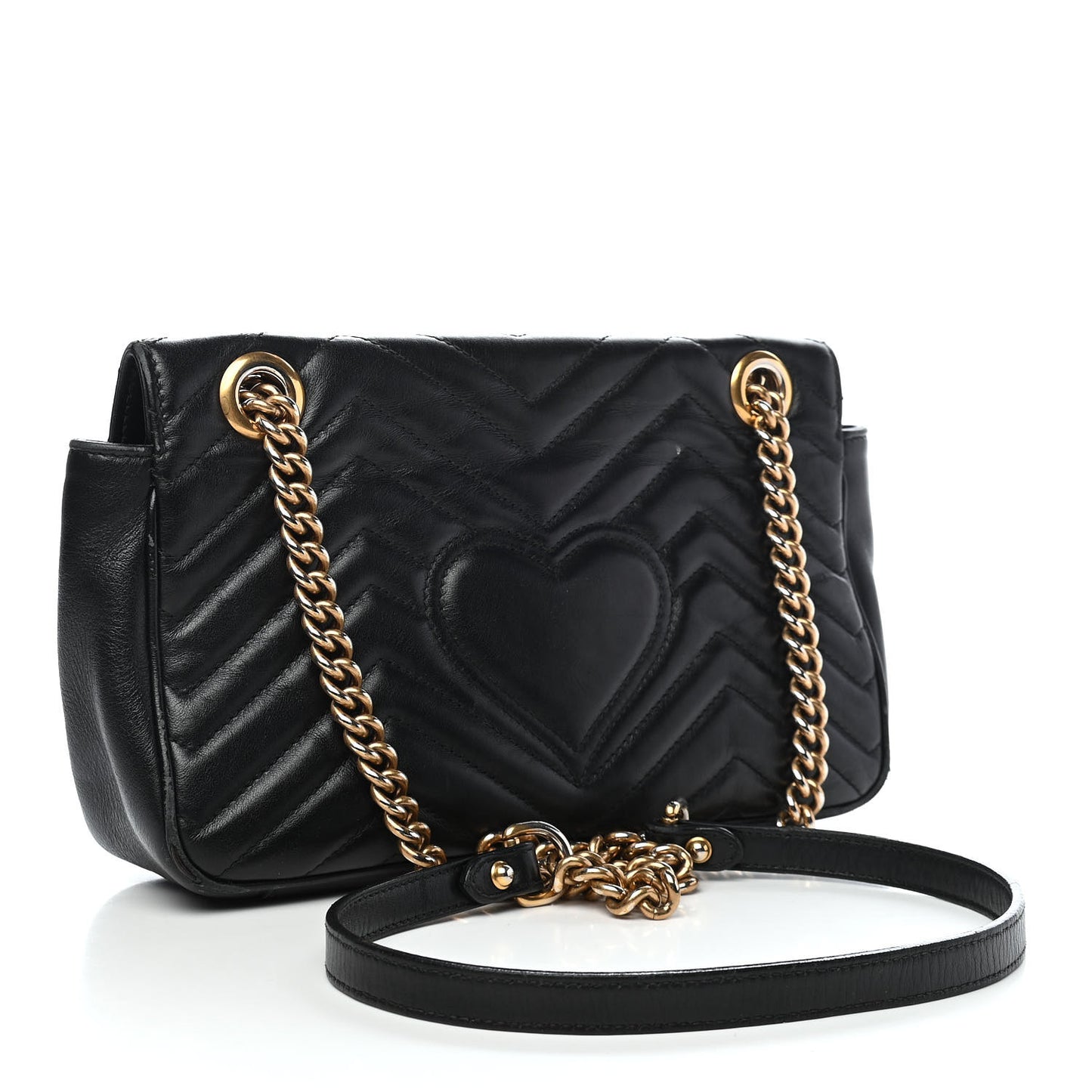 Calfskin Matelasse Small GG Marmont Shoulder Bag Black