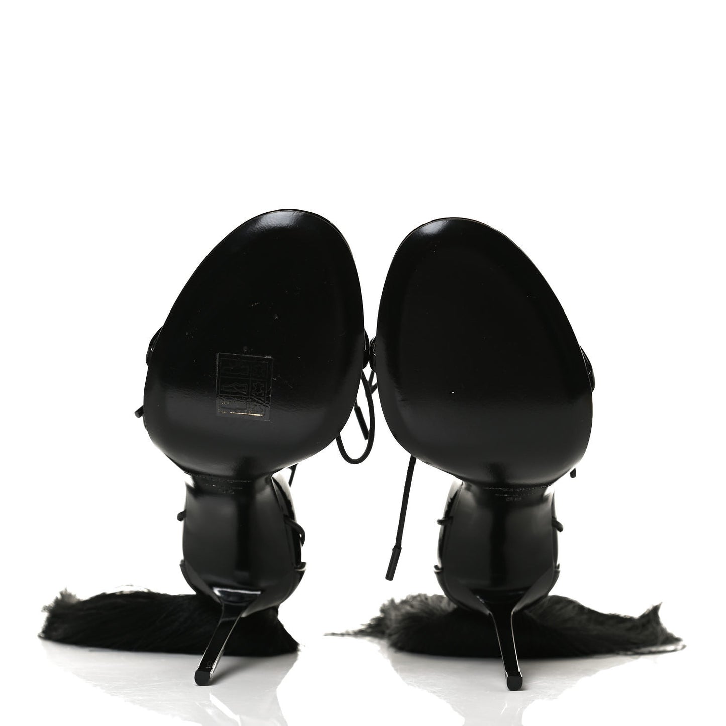 Tassel Embellished Calfskin Ankle-Wrap Sandals 35 Black