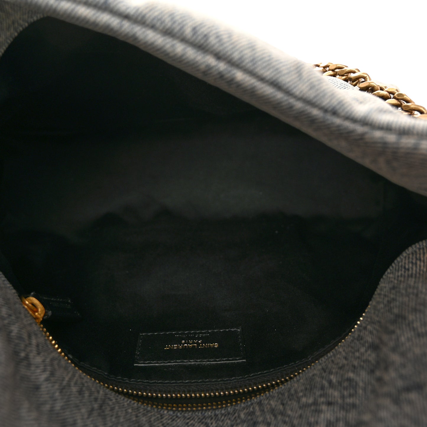 Denim Quilted Small Loulou Puffer Monogram Chain Satchel Azur