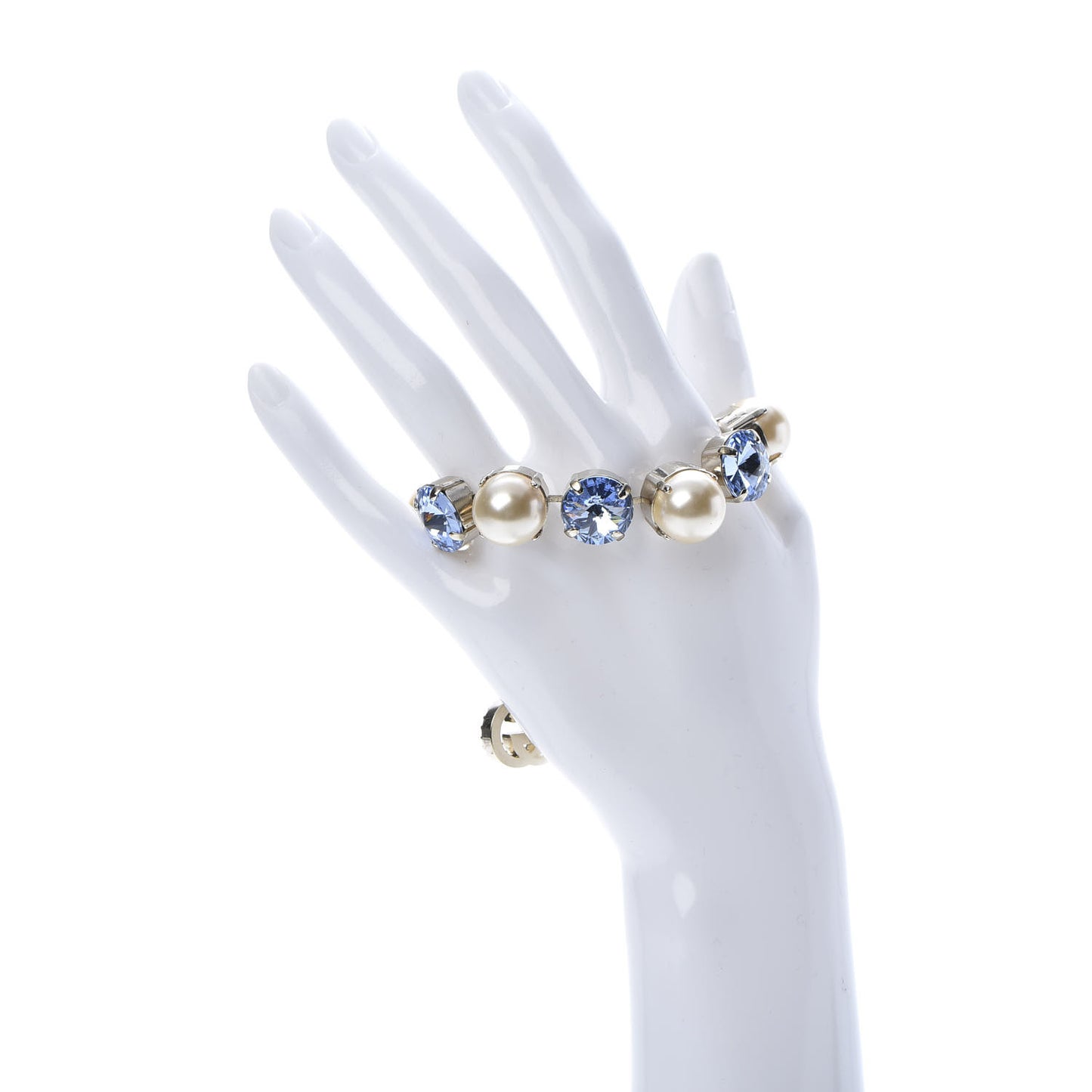Crystal Pearl Bracelet Aged Gold Blue
