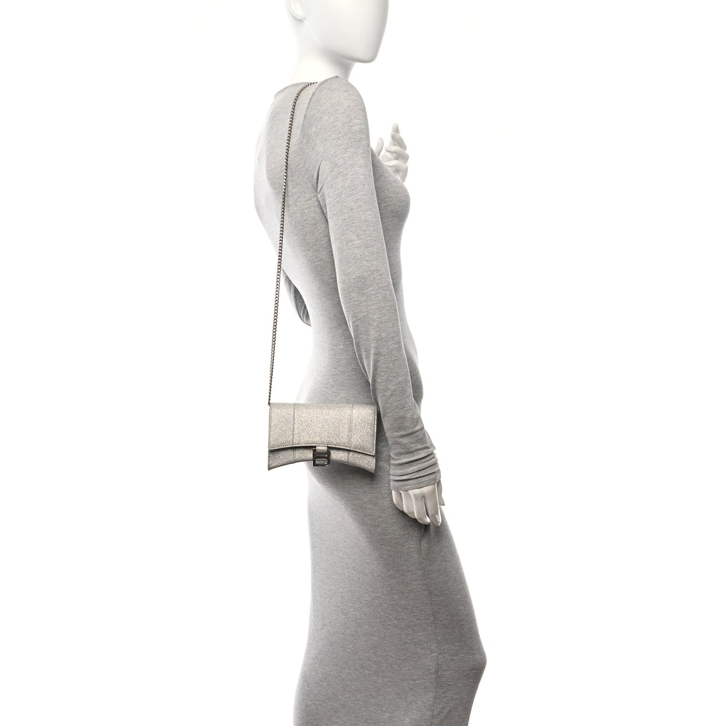 Sparkling Fabric XS Hourglass Wallet On Chain Silver