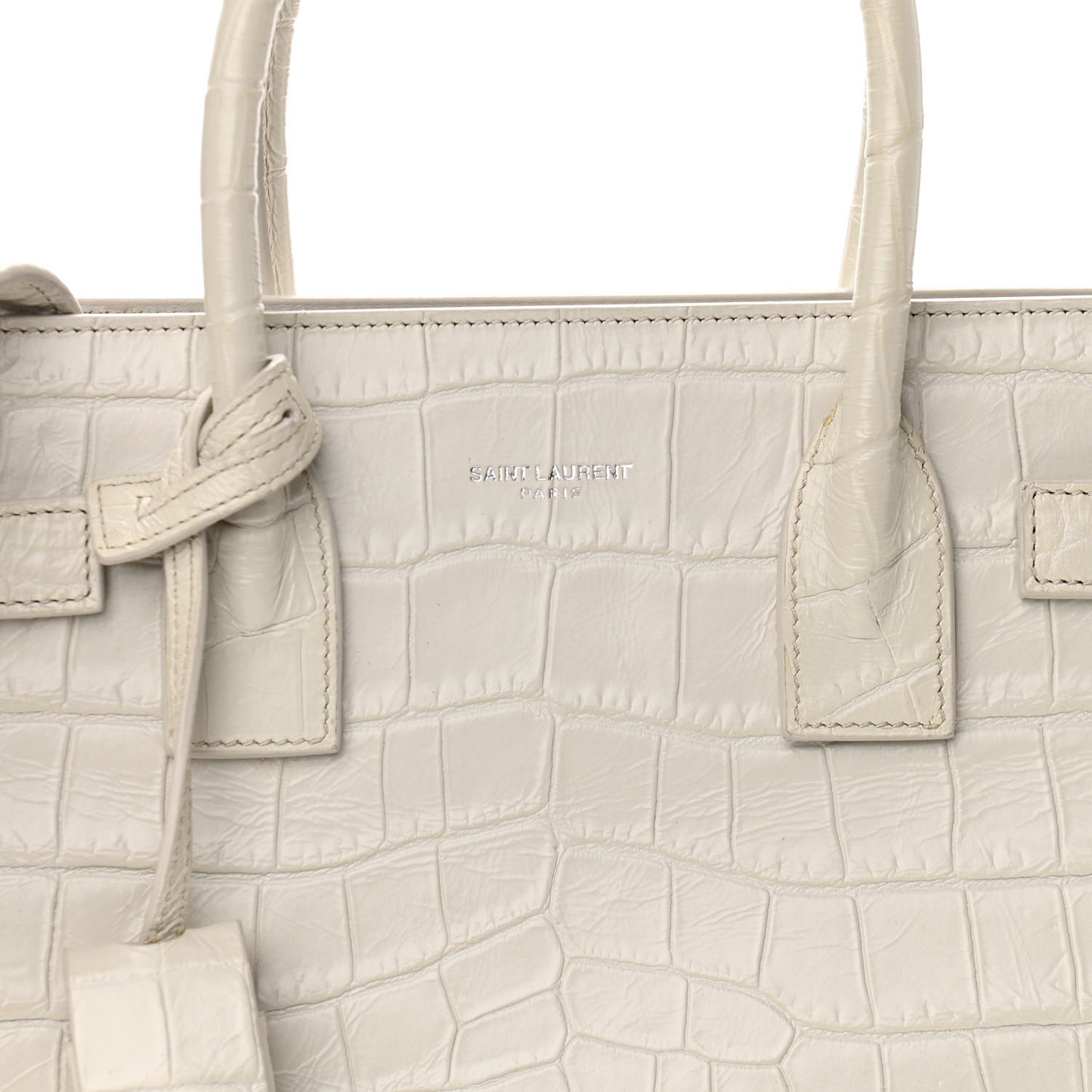 Calfskin Crocodile Embossed Baby Sac De Jour Gris Perle