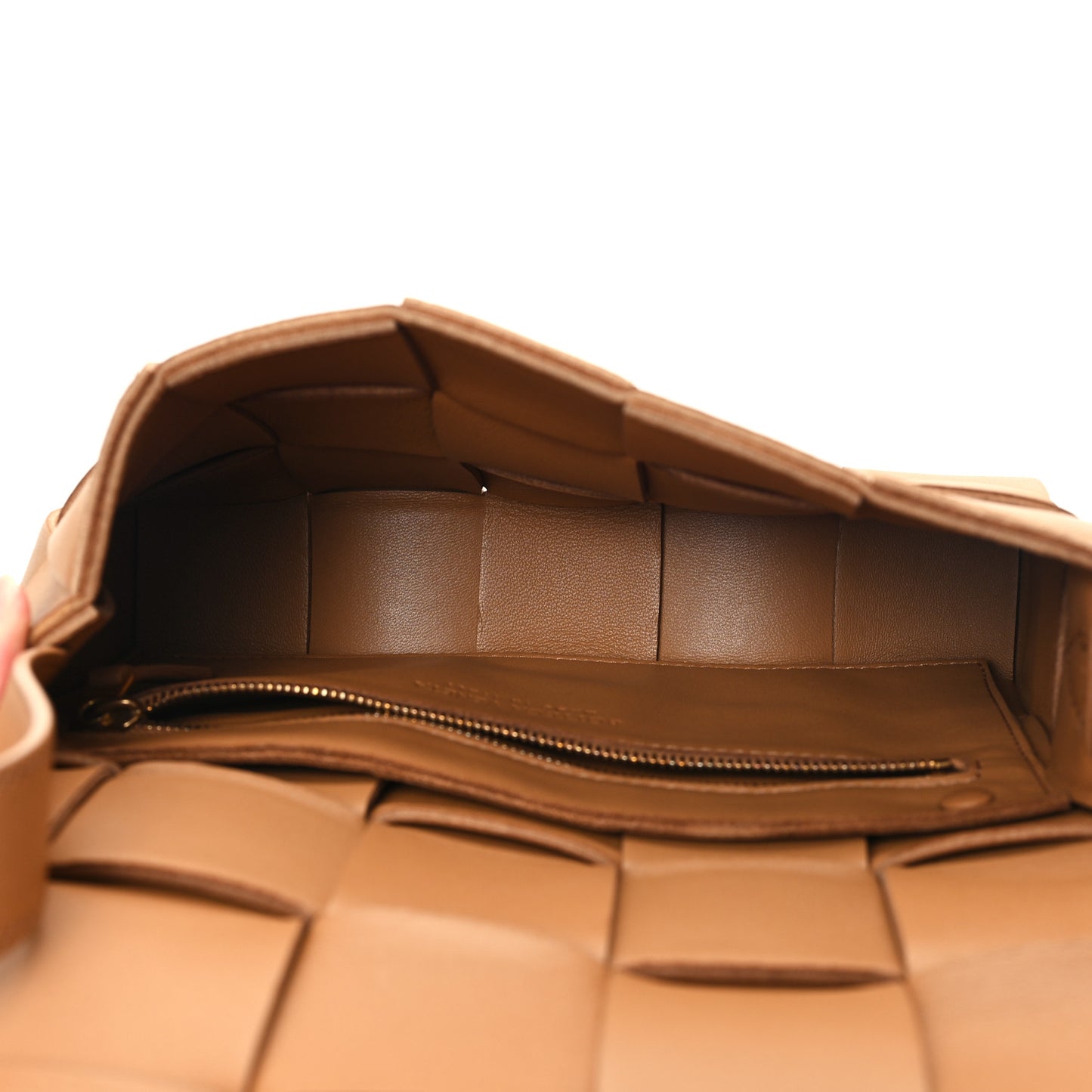 Lambskin Maxi Intrecciato Cassette Crossbody Bag Caramel